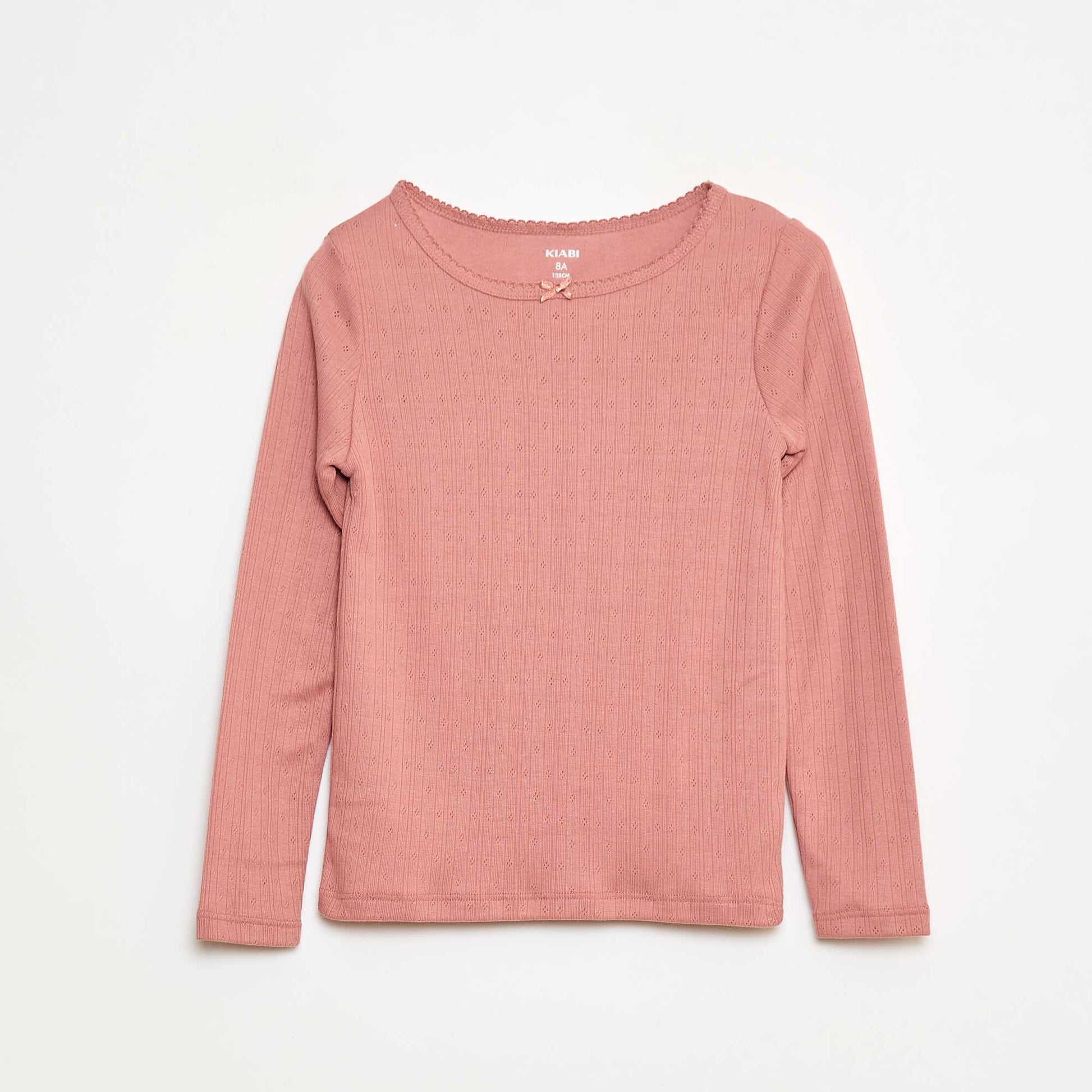 2-Pack Pointelle Knit Long-Sleeve T-Shirts PINK