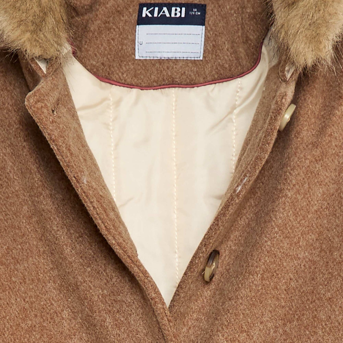 Wool-Look Hooded Coat BROWN