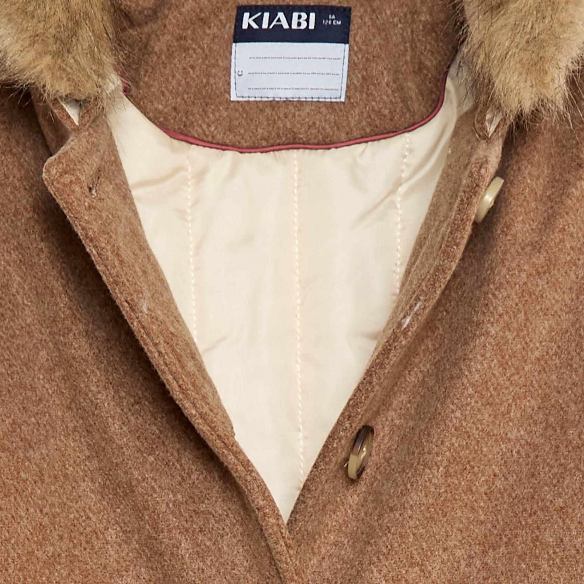 Wool-Look Hooded Coat BROWN