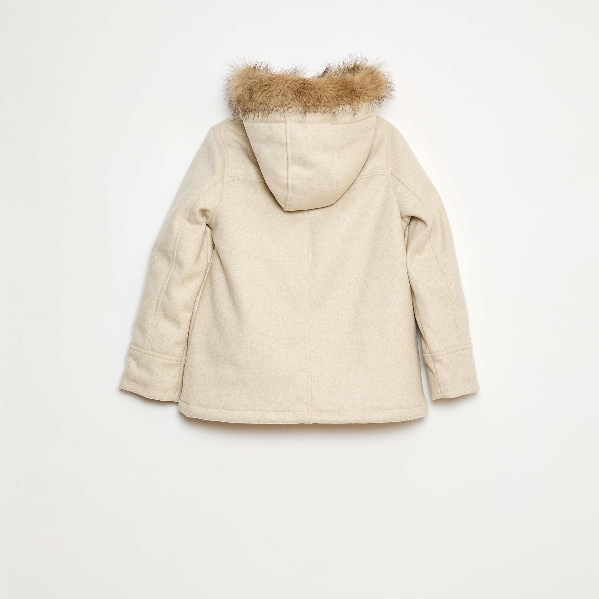 Wool-Look Hooded Coat BEIGE
