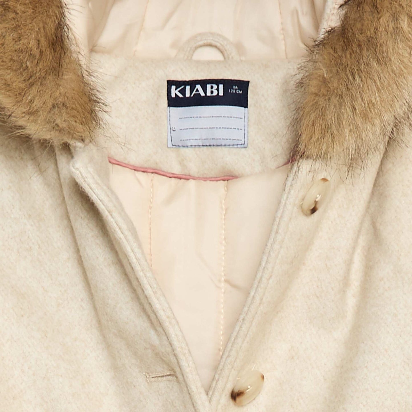Wool-Look Hooded Coat BEIGE