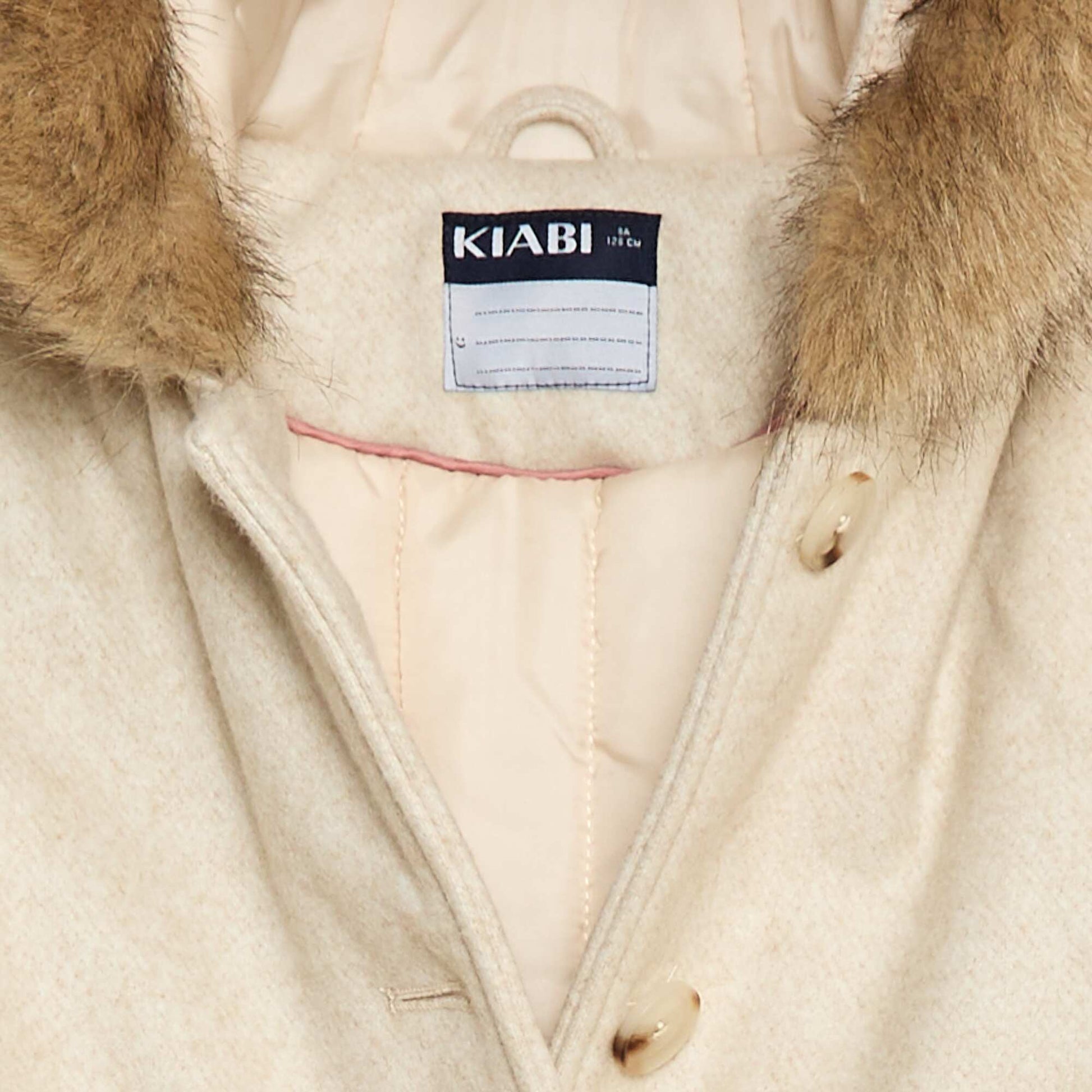 Wool-Look Hooded Coat BEIGE