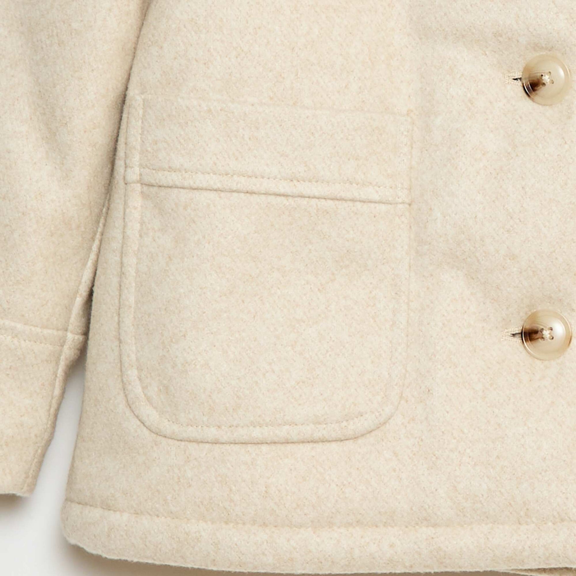 Wool-Look Hooded Coat BEIGE