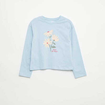 Long-sleeved printed T-shirt BLUE