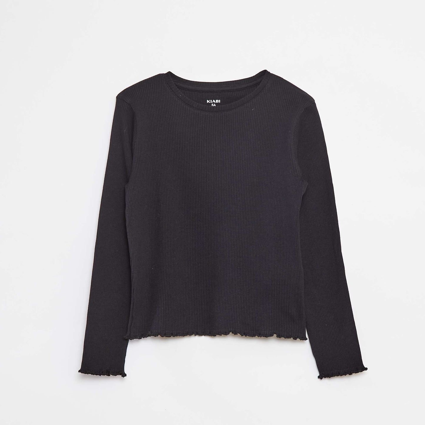 Ribbed knit T-shirt BLACK