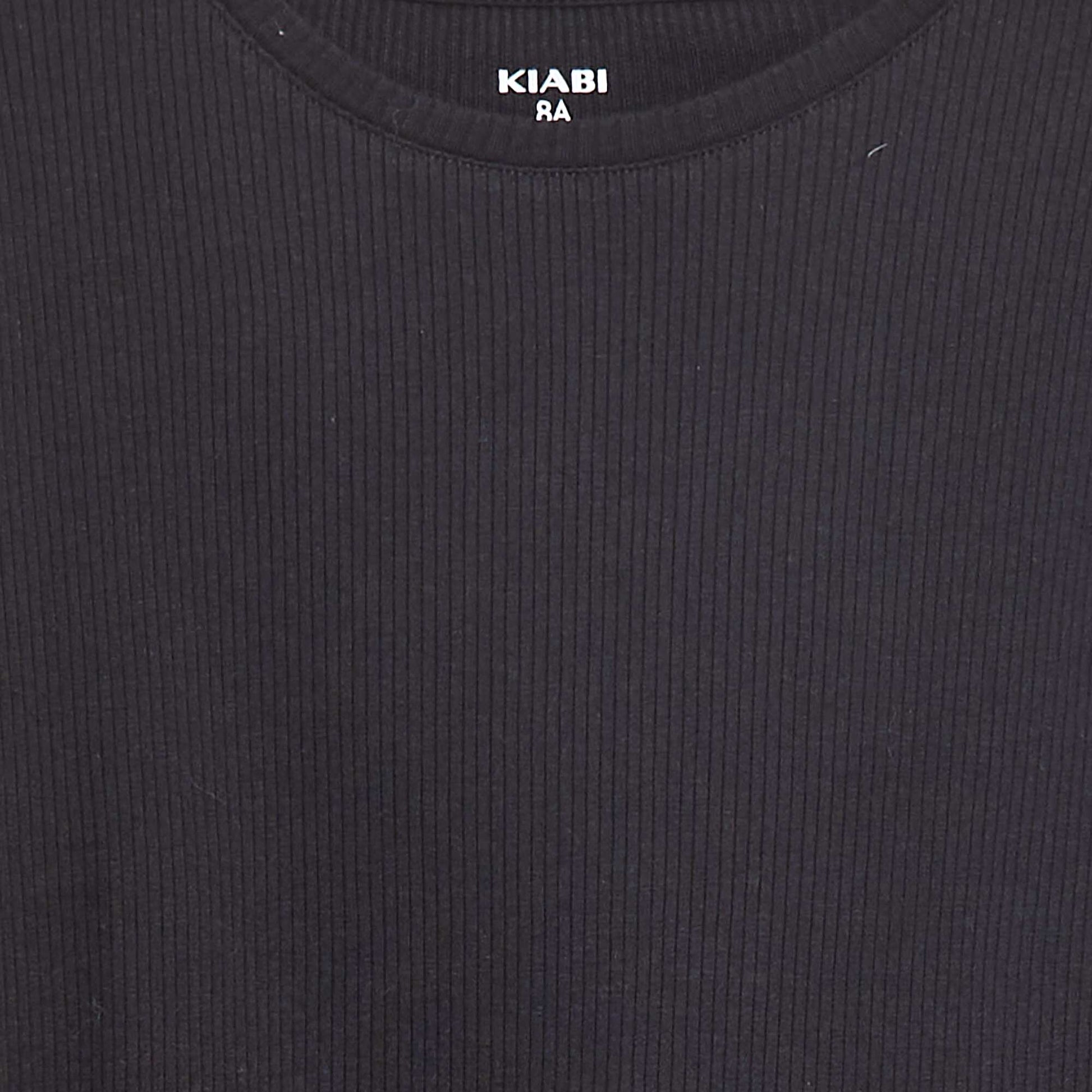 Ribbed knit T-shirt BLACK
