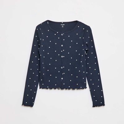 Floral ribbed T-shirt BLUE