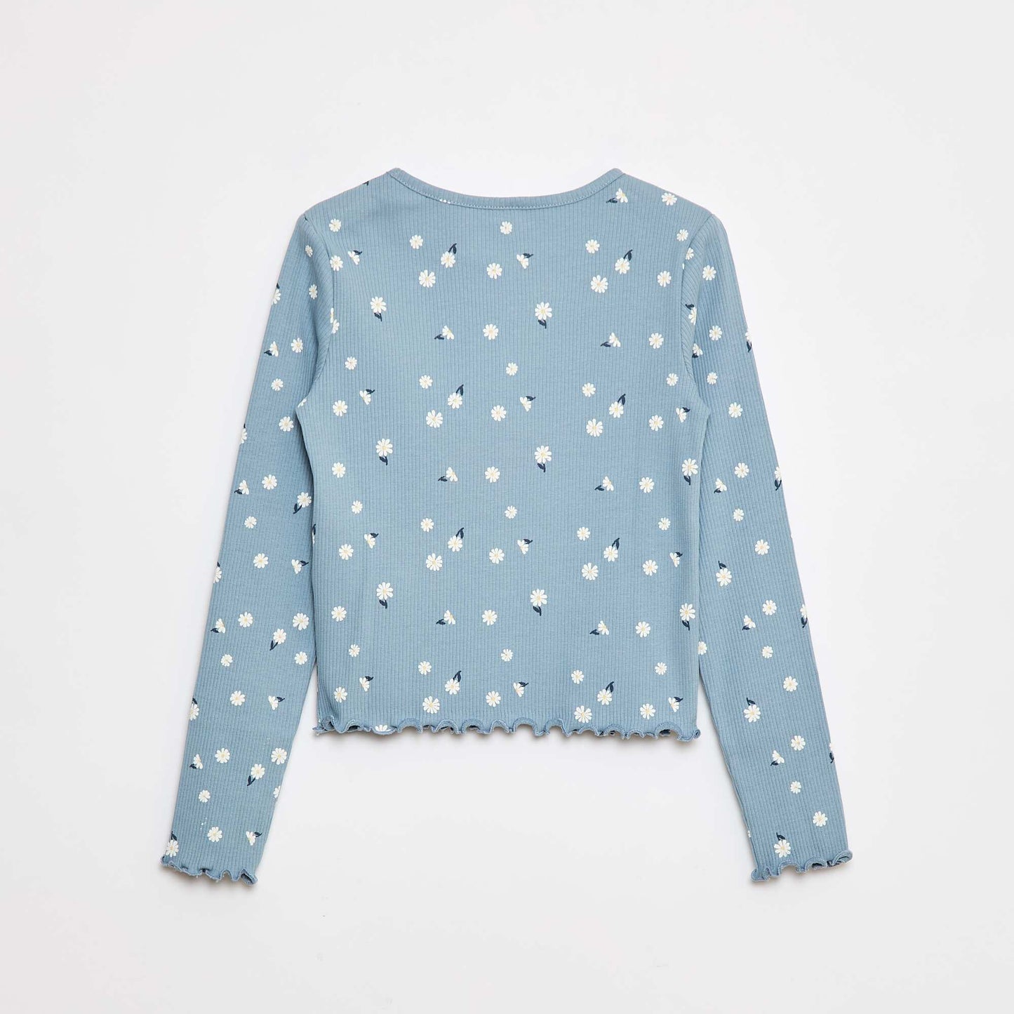 Floral ribbed T-shirt BLUE