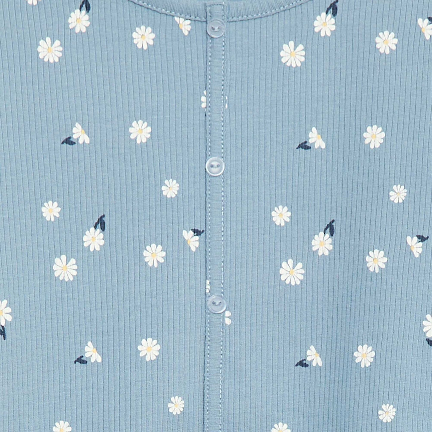 Floral ribbed T-shirt BLUE