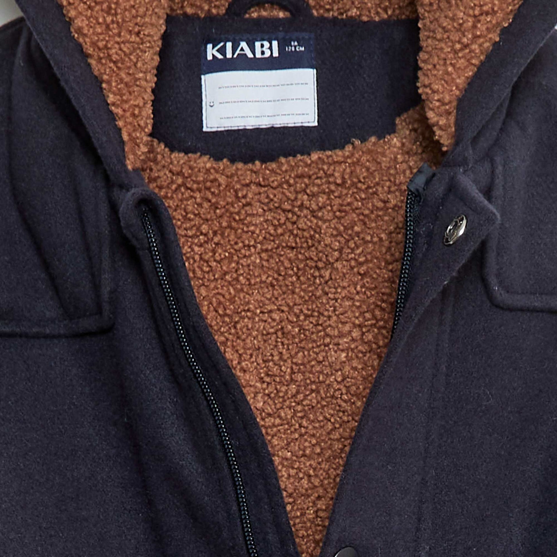 Wool-Look Hooded Coat with Warm Lining BLUE