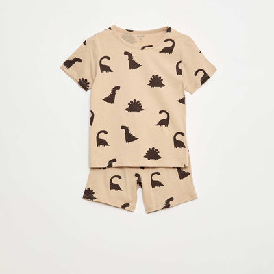 Short Pajama Set - T-shirt + Shorts - 2 Piece BEIGE