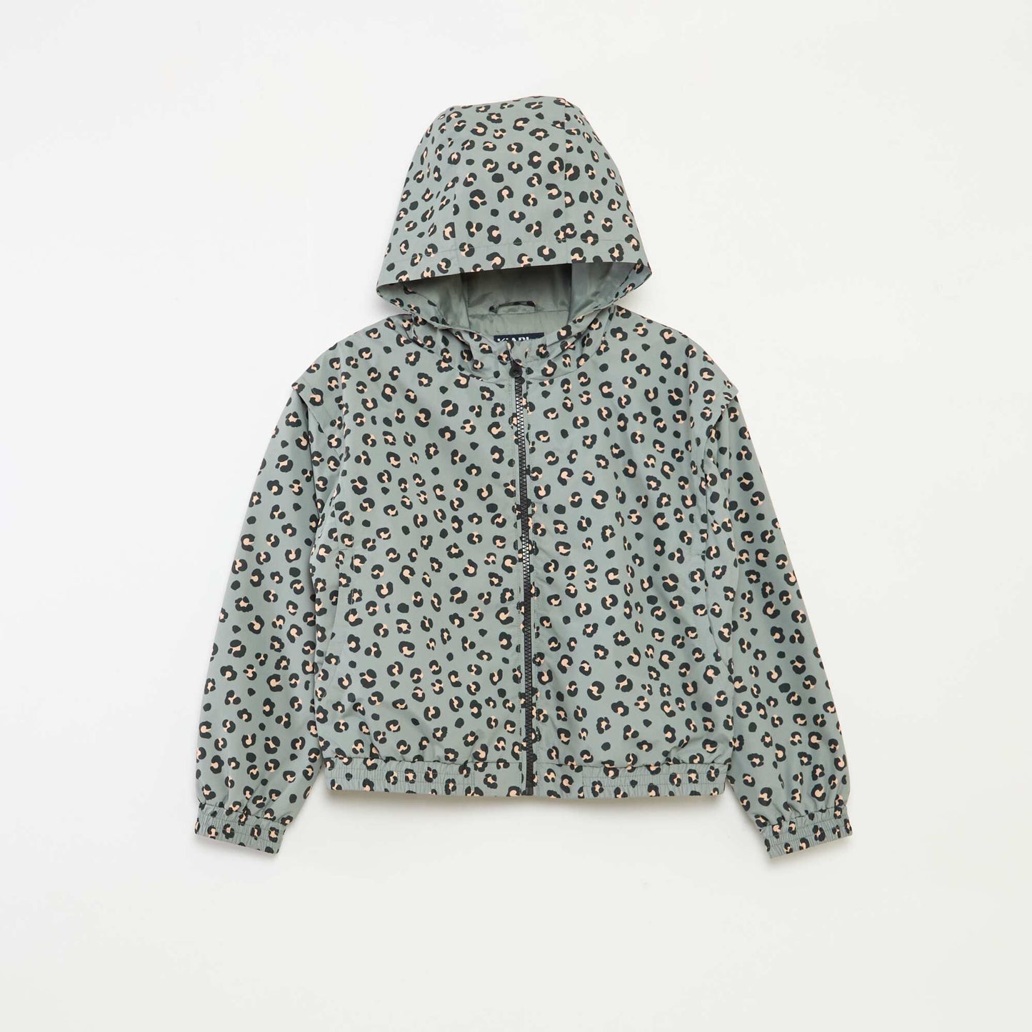 Hooded windcheater with elasticated hem KHAKI