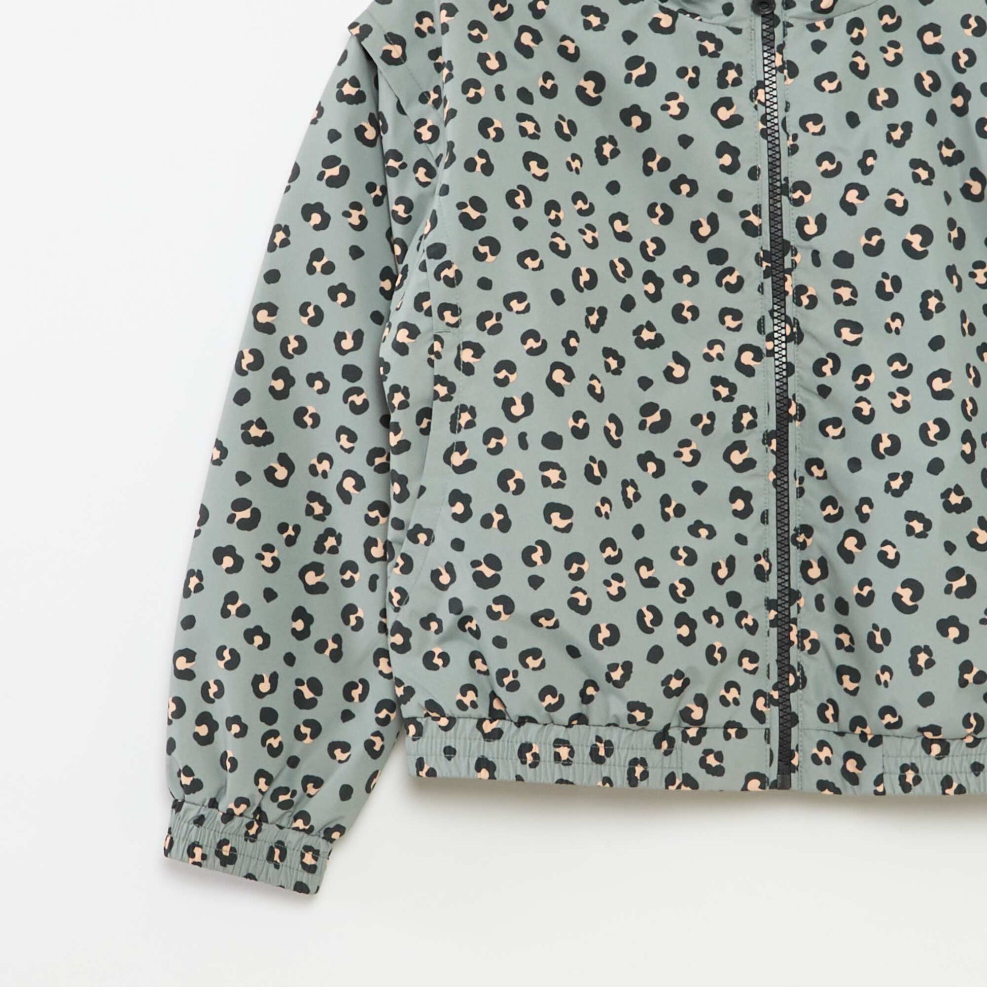 Hooded windcheater with elasticated hem KHAKI
