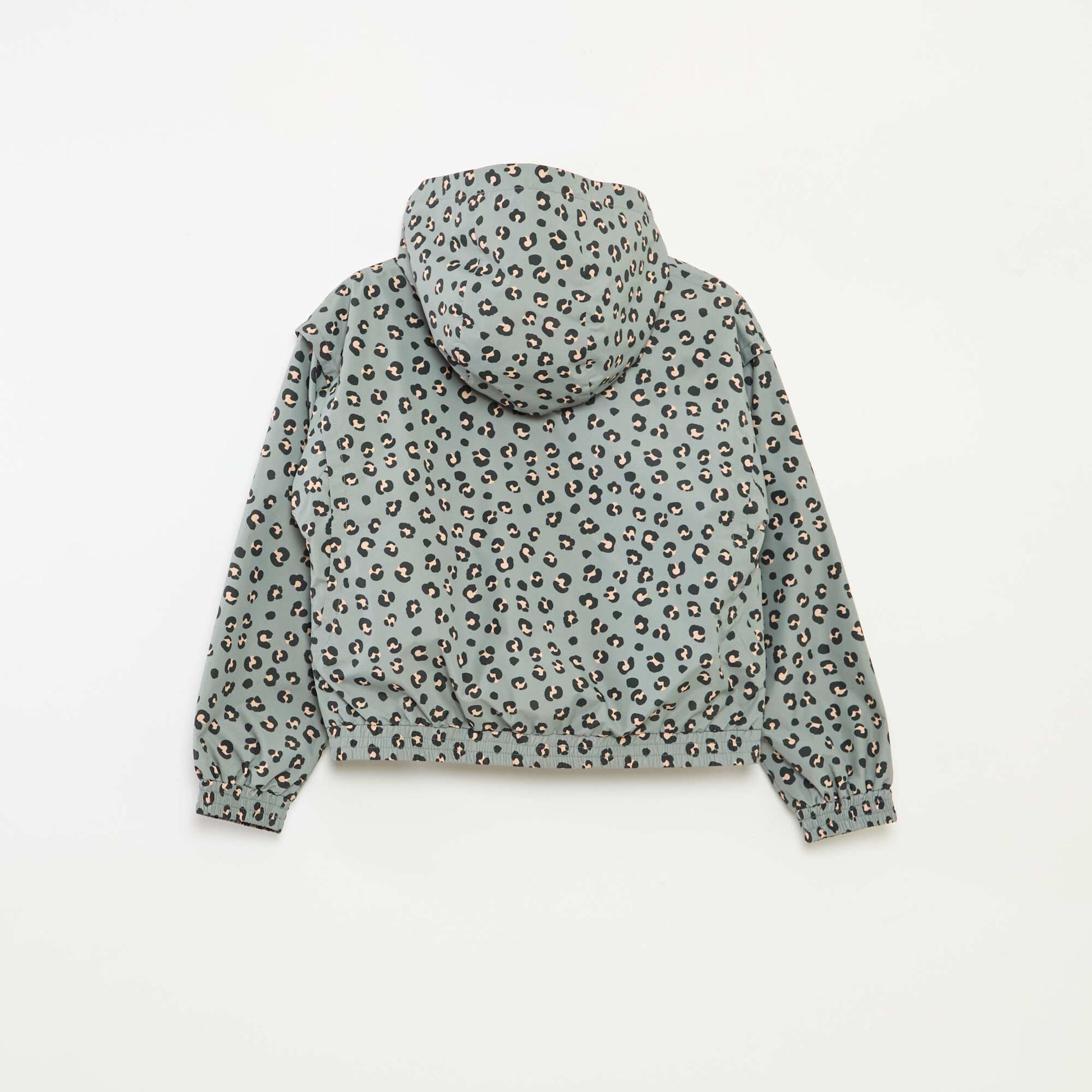 Hooded windcheater with elasticated hem KHAKI