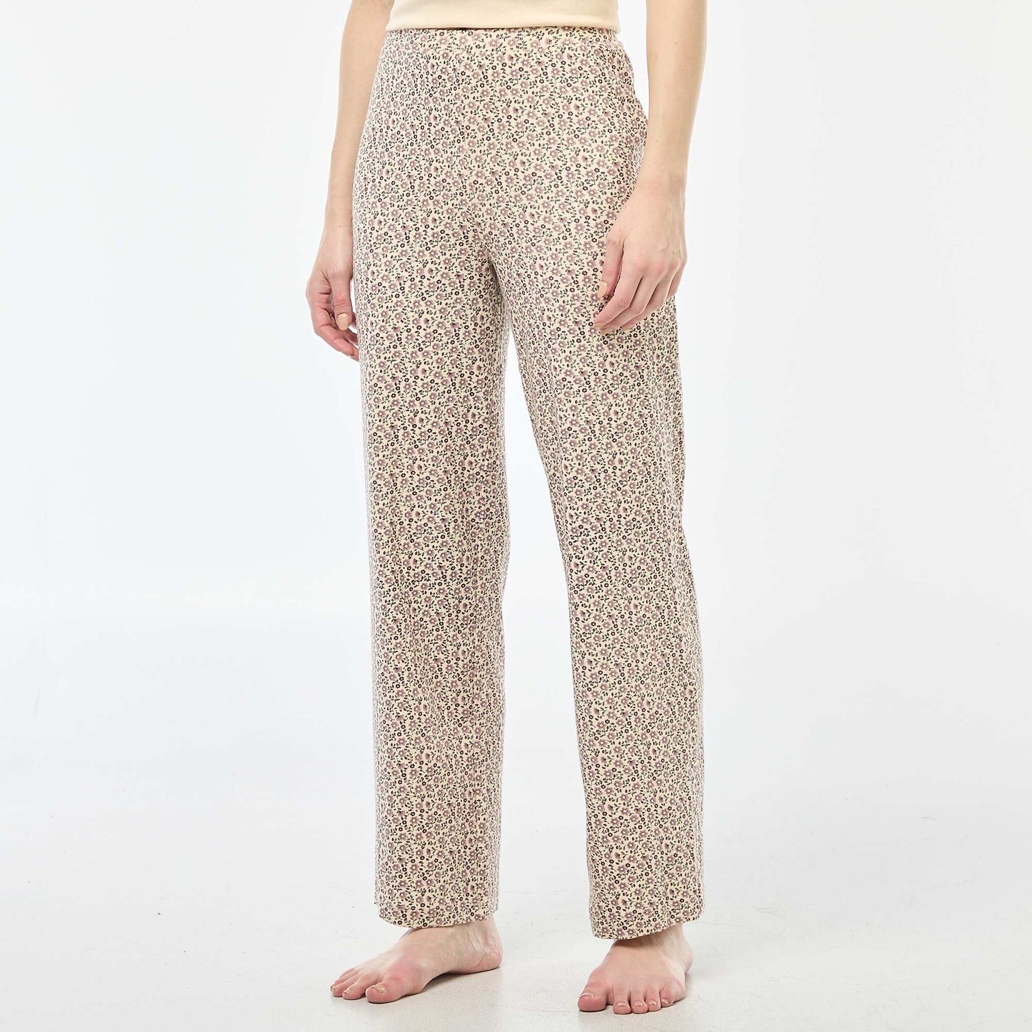 Ribbed Knit Pajama Pants WHITE