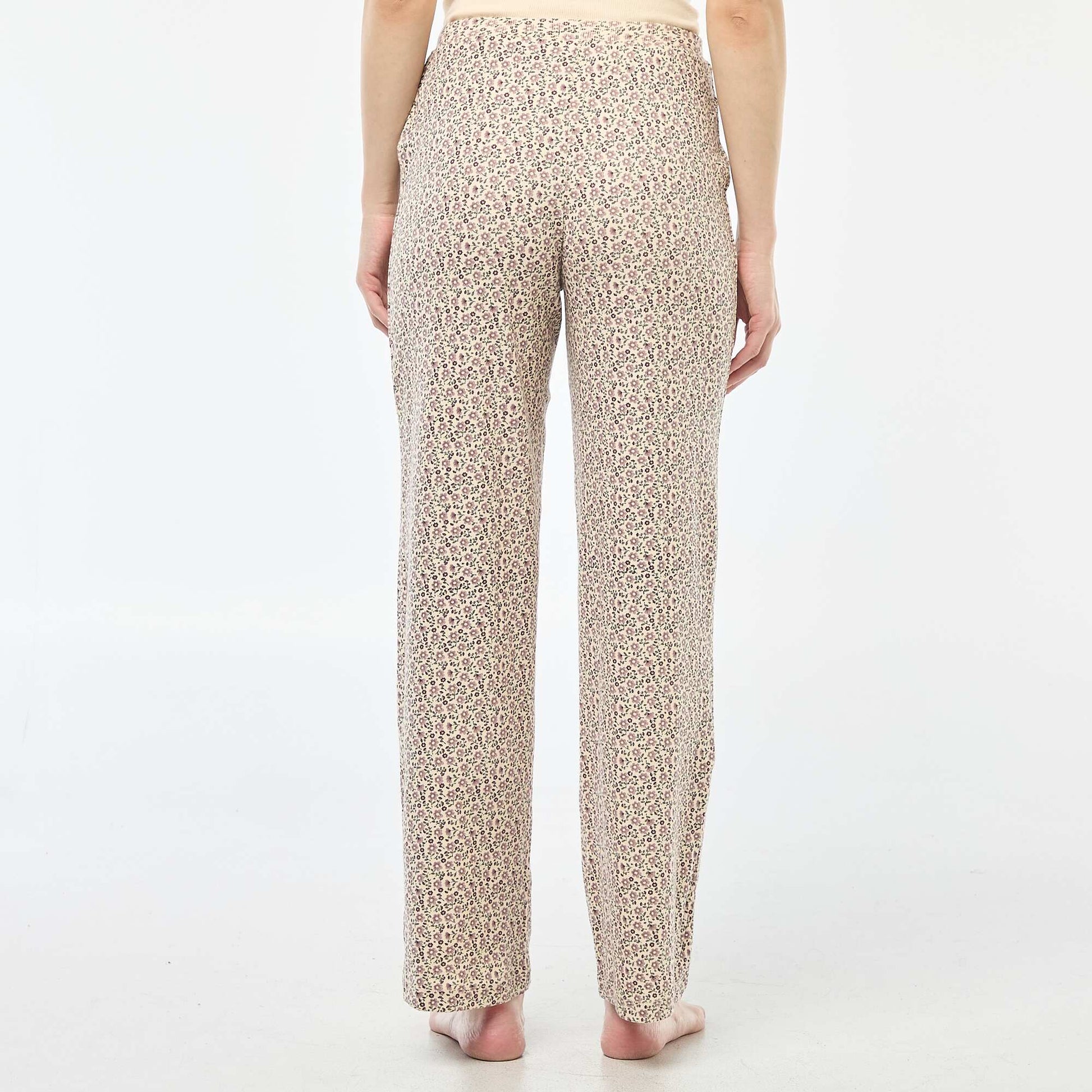 Ribbed Knit Pajama Pants WHITE