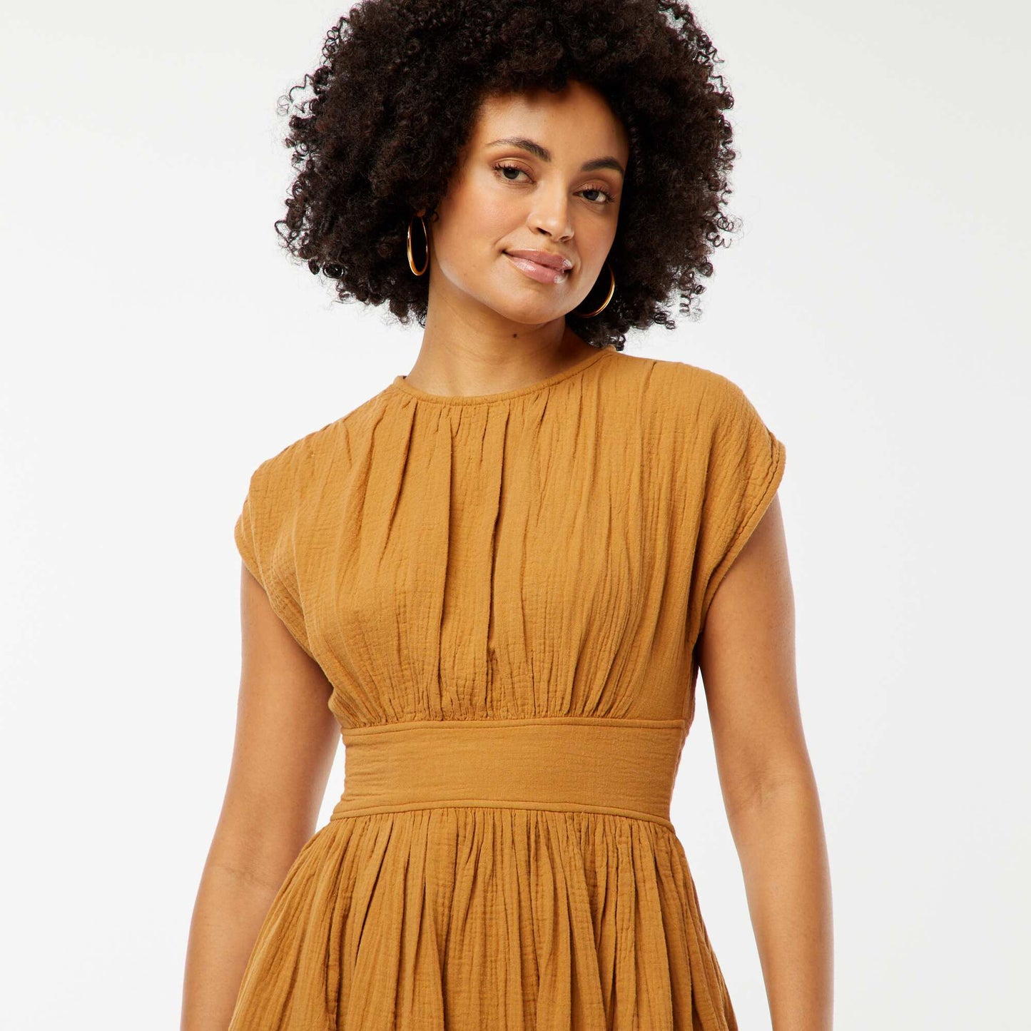 Long sleeveless dress BROWN