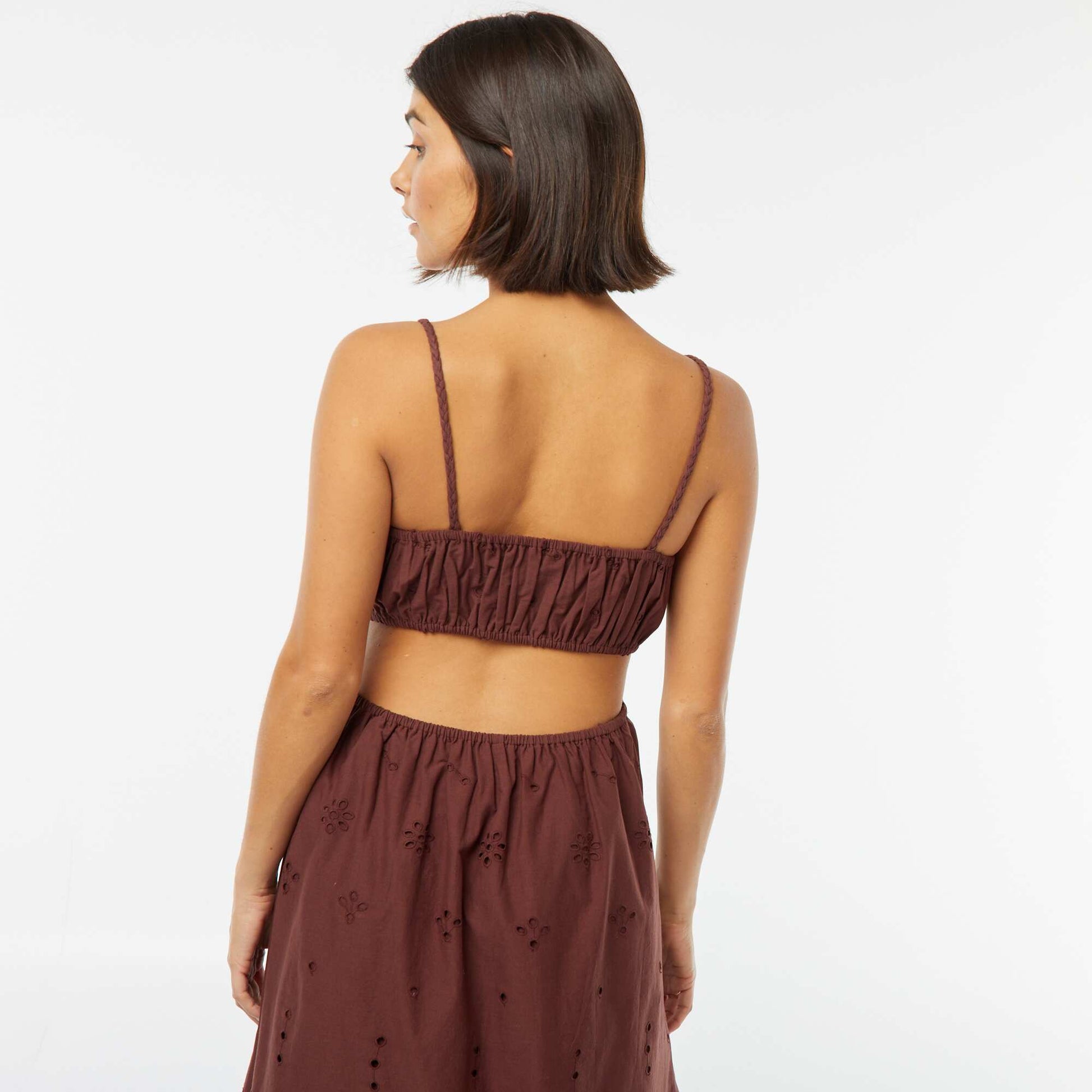 Midi dress with opening at the sides BROWN