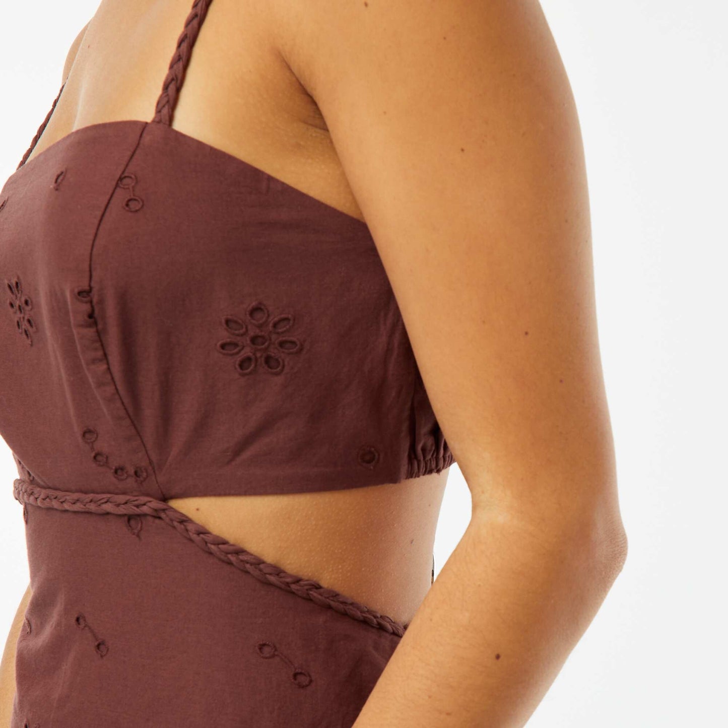 Midi dress with opening at the sides BROWN