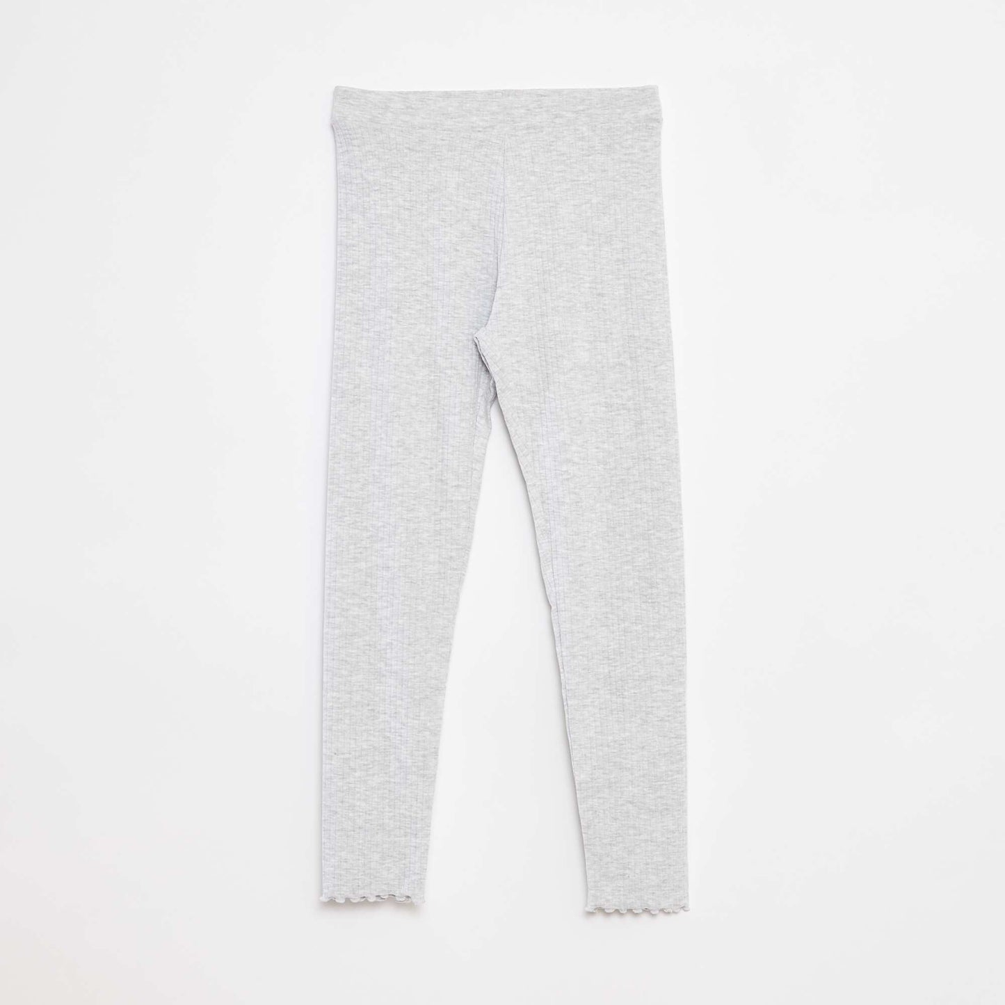 Plain ribbed long leggings GREY