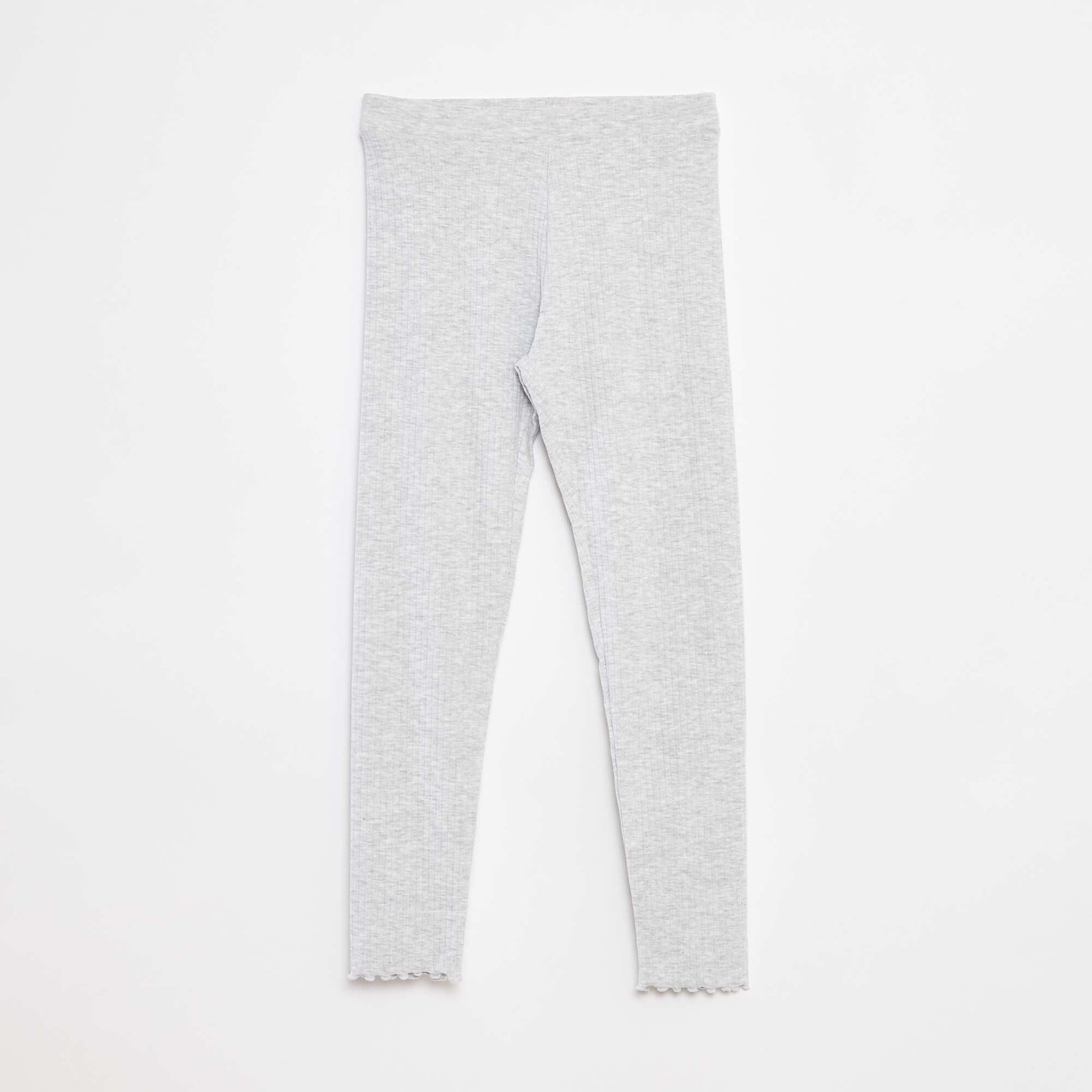 Plain ribbed long leggings GREY