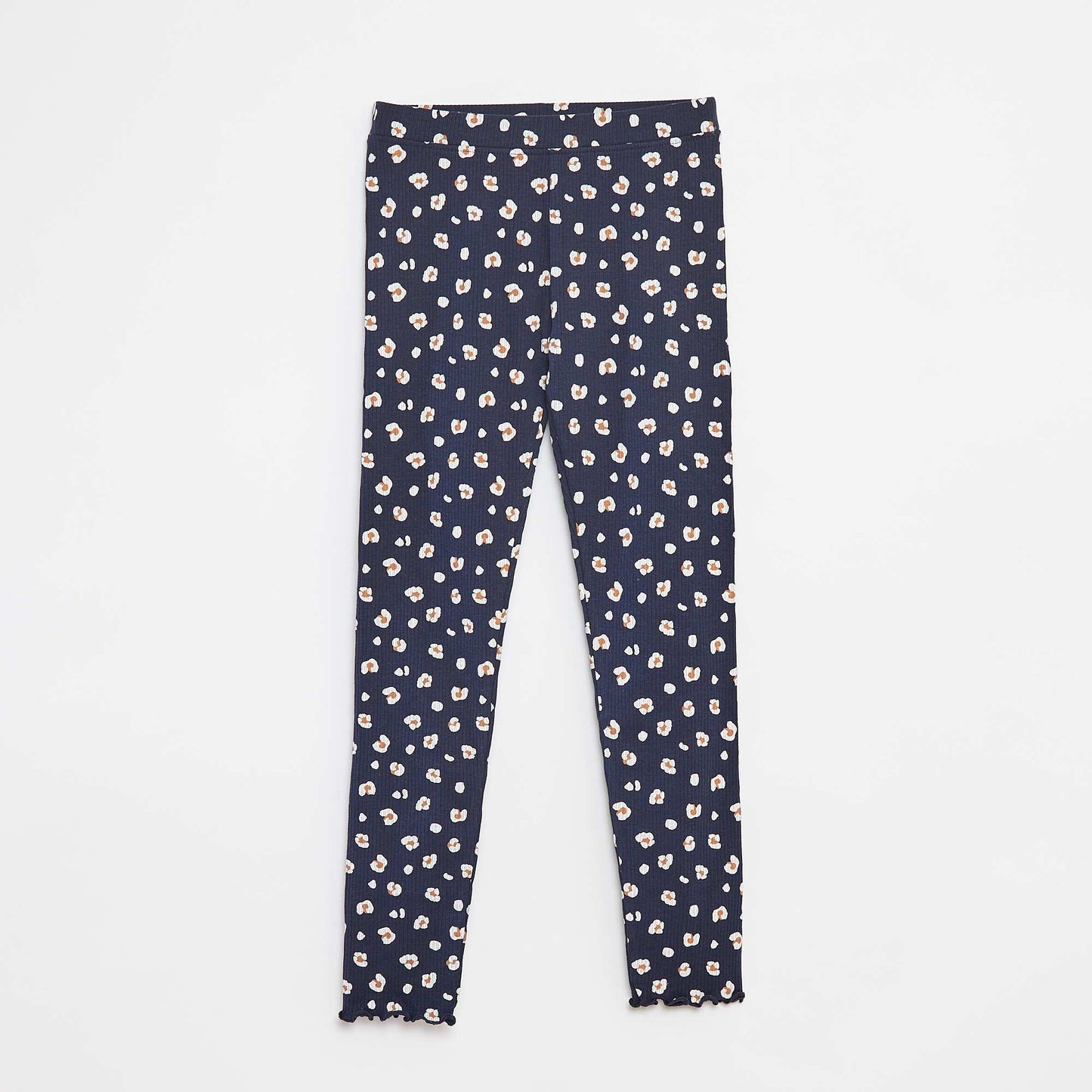Patterned ribbed leggings BLUE