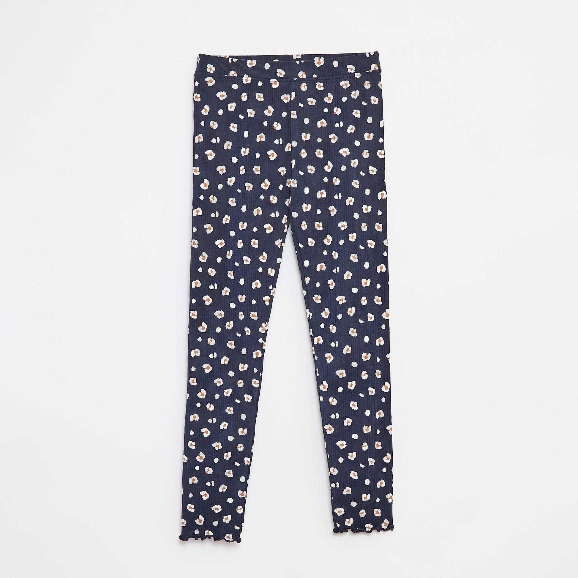 Patterned ribbed leggings BLUE