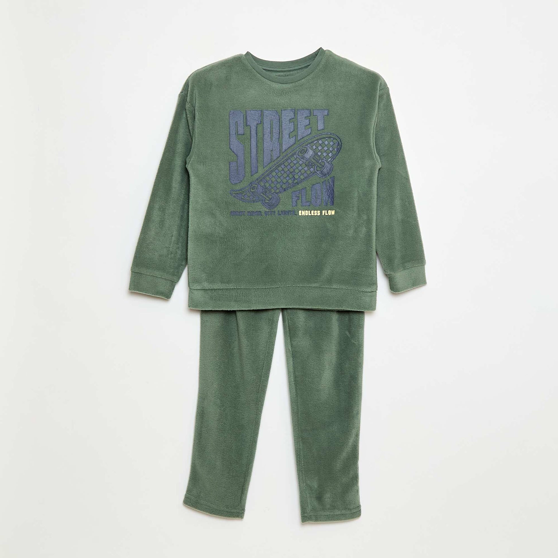 Printed Fleece Pajamas GREEN