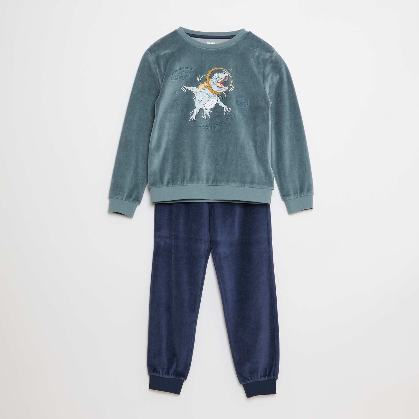 Printed Velvet Pyjama Set with Sweatshirt + Trousers - 2 pieces BLUE