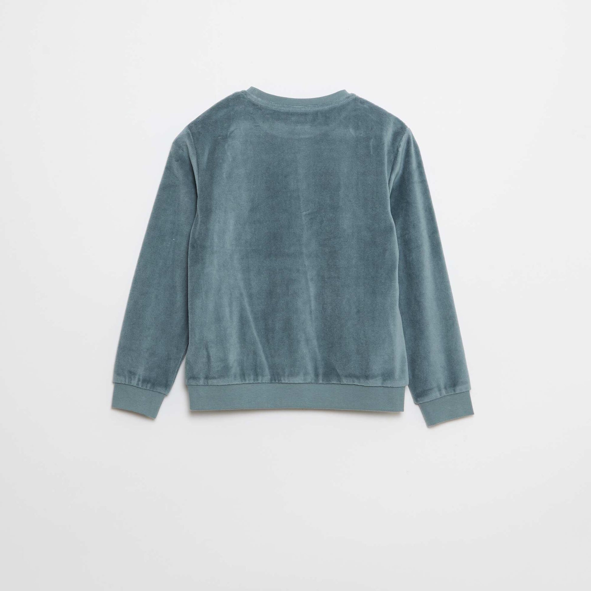 Printed Velvet Pyjama Set with Sweatshirt + Trousers - 2 pieces BLUE