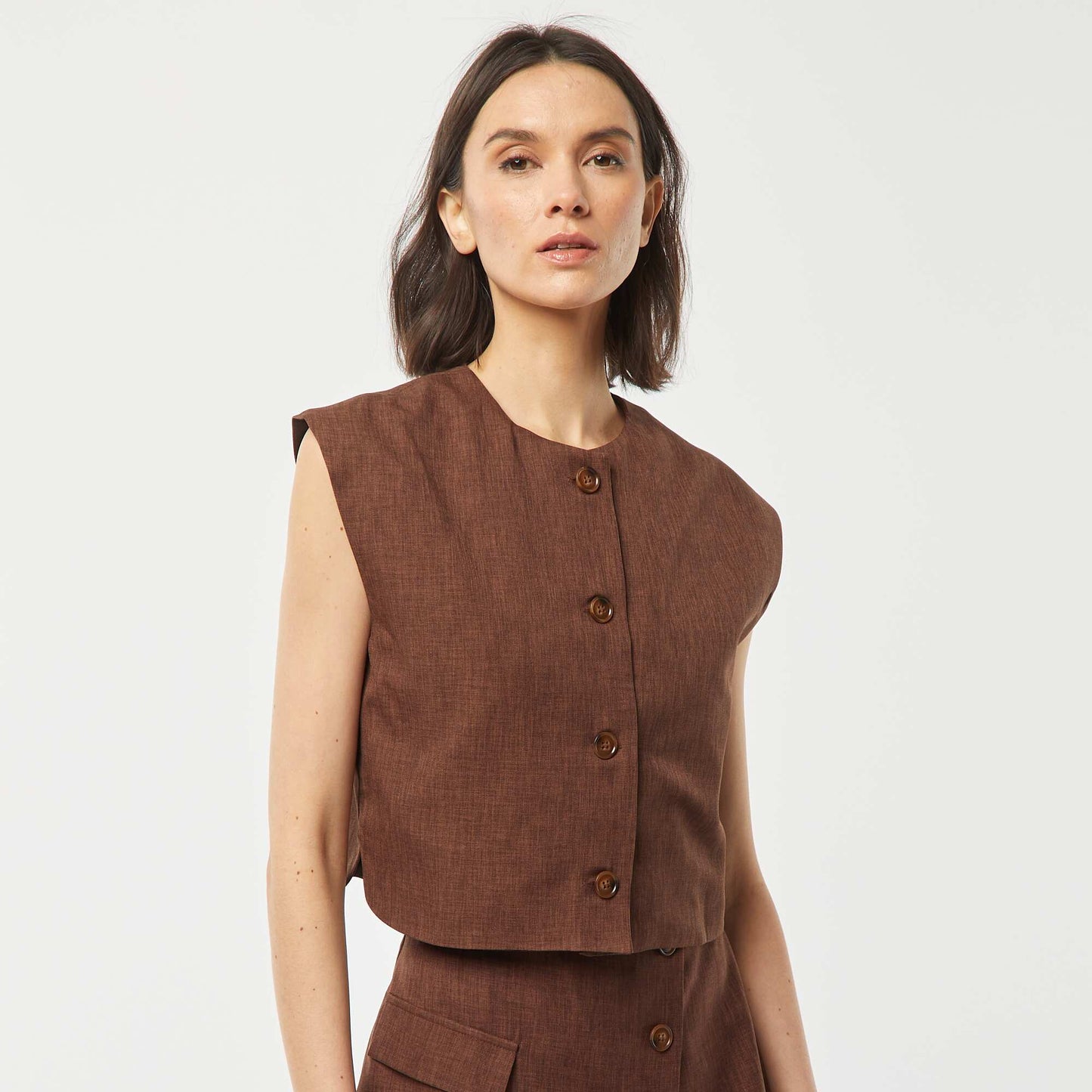 Plain waistcoat BROWN