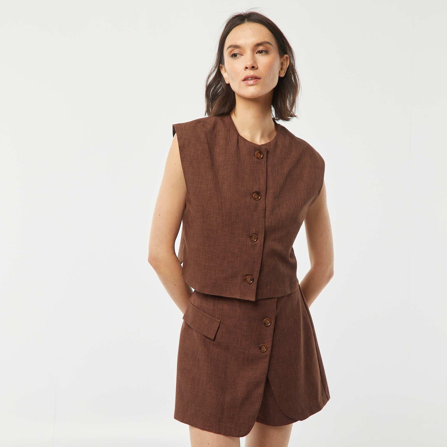 Short plain skort BROWN