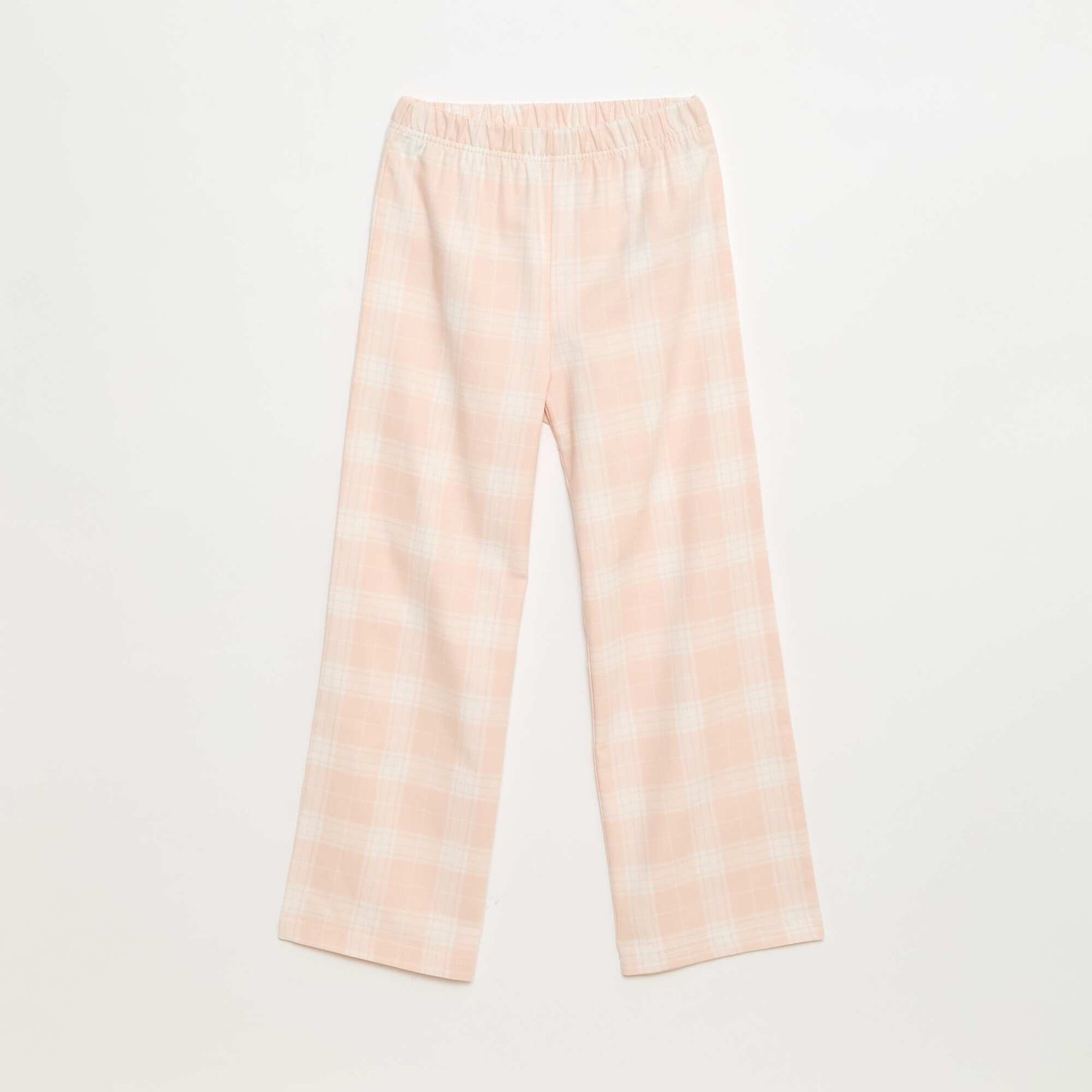 Fleece Long Pajama Set - T-shirt + Pants - 2 pieces WHITE
