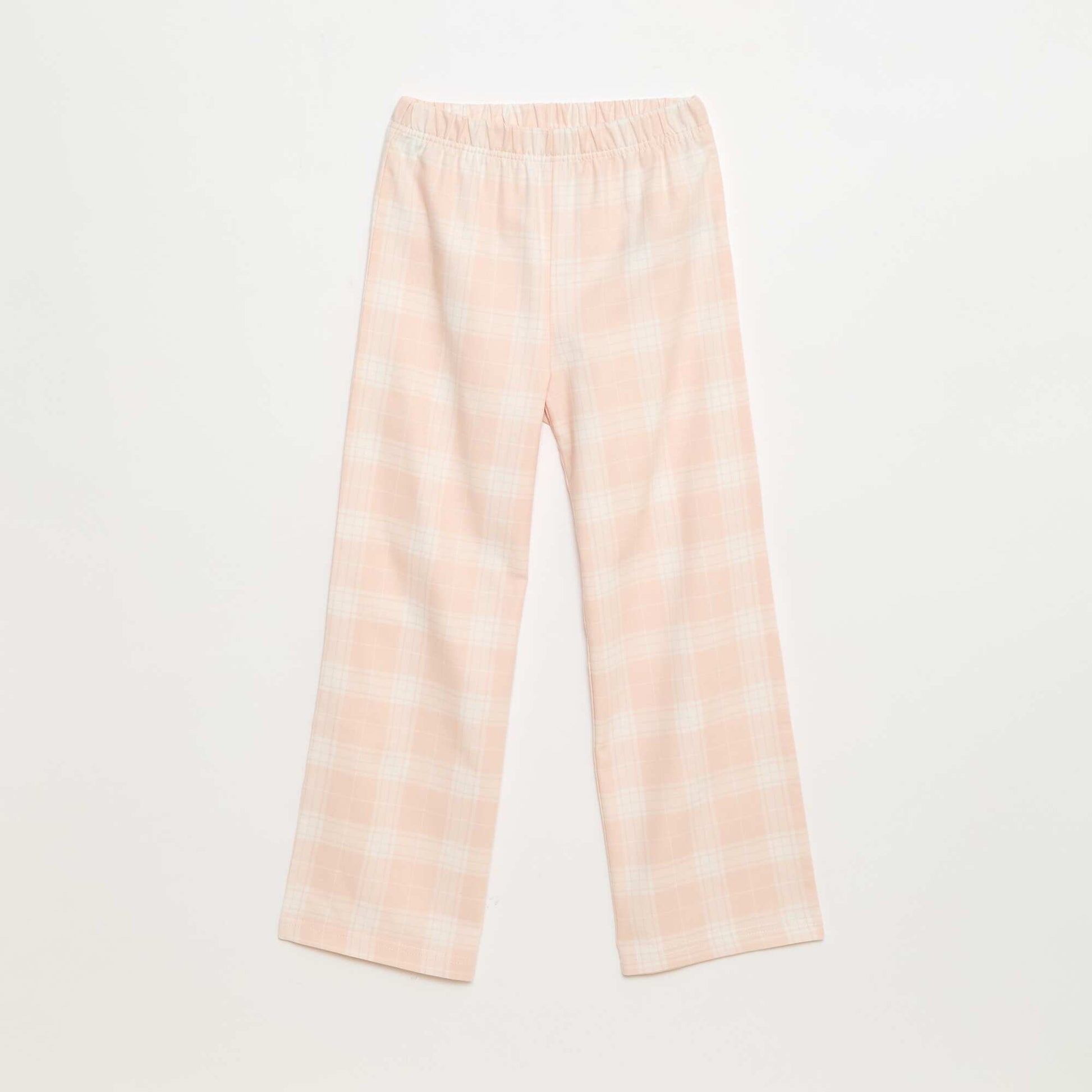 Fleece Long Pajama Set - T-shirt + Pants - 2 pieces WHITE