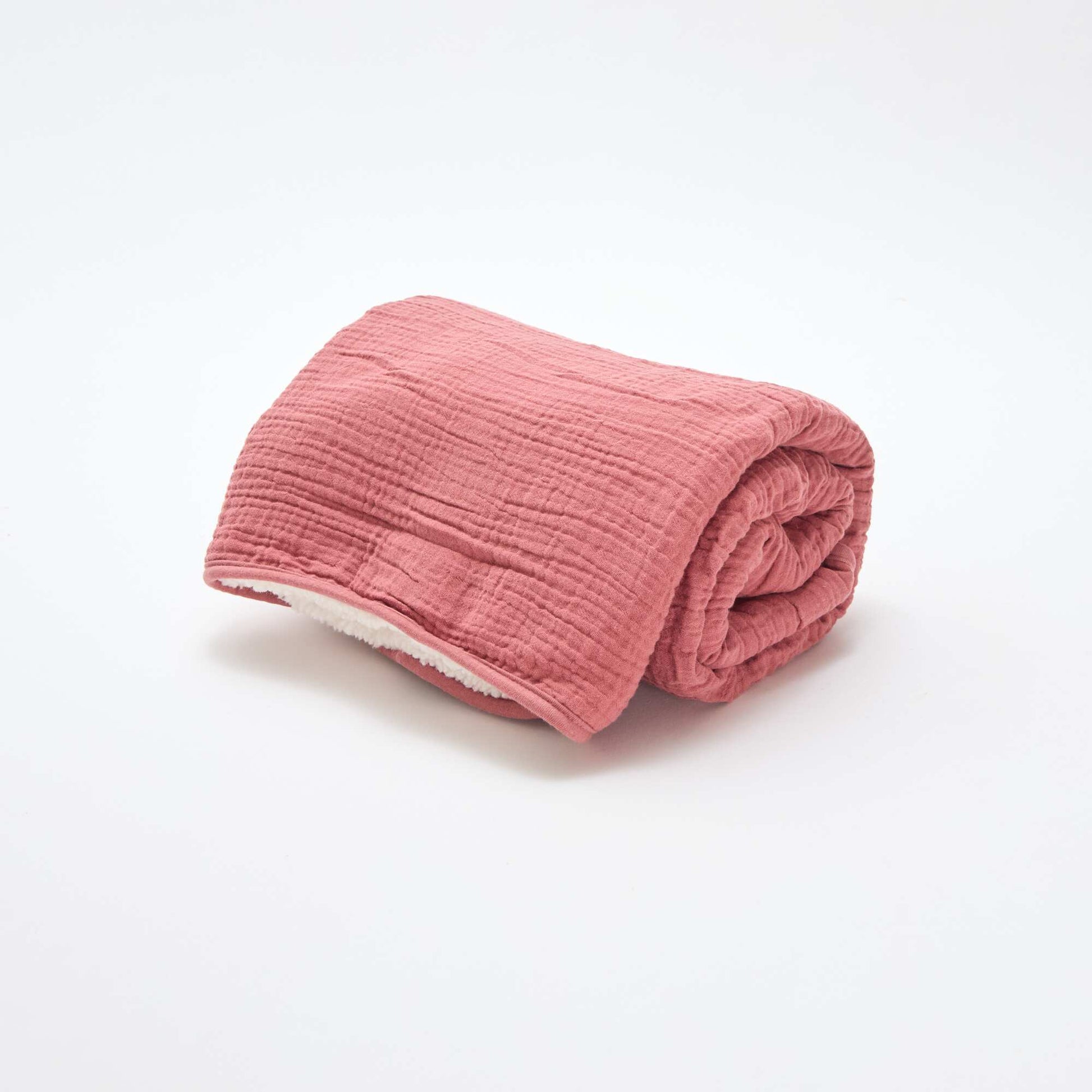 Cotton gauze and fleece blanket PINK