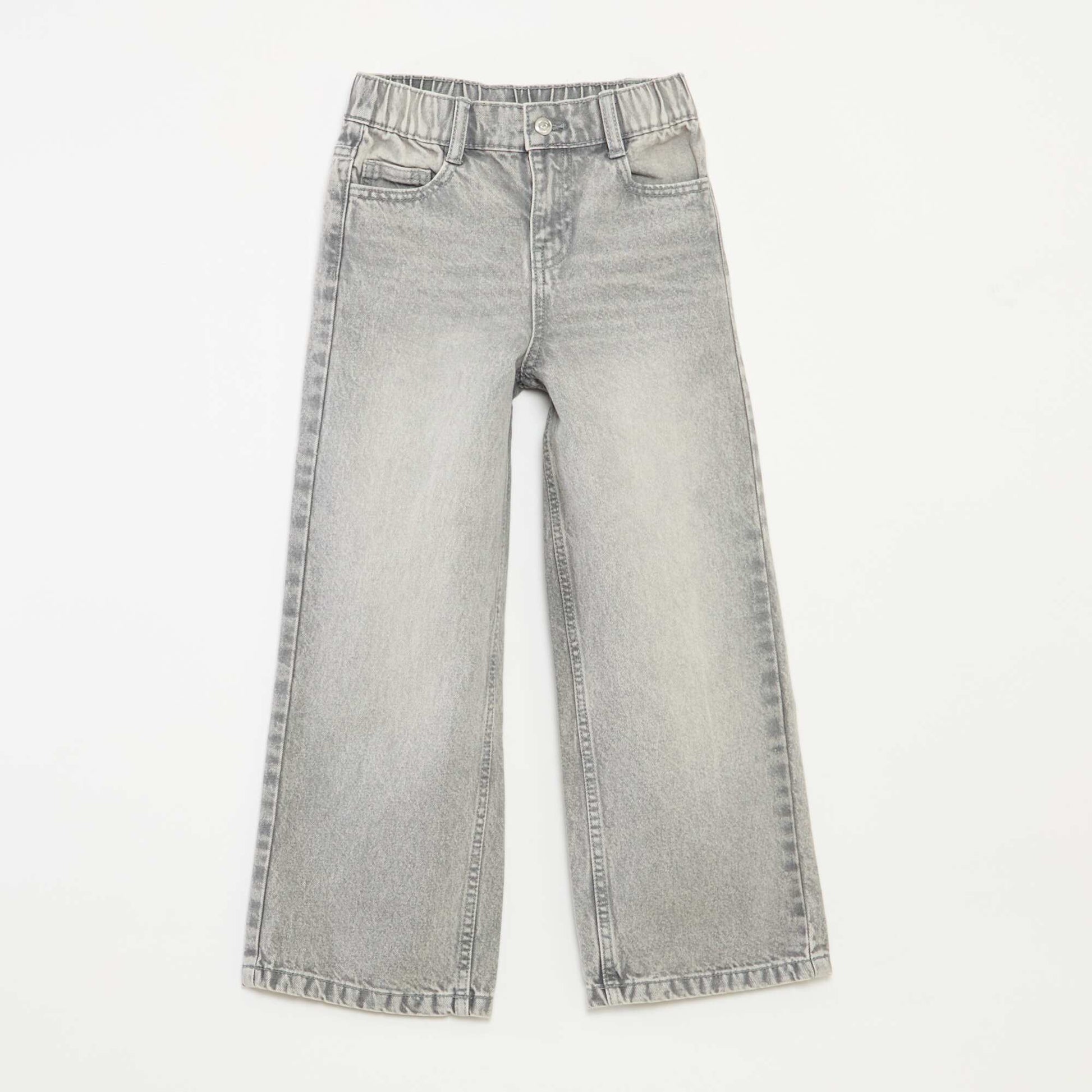 Wide-leg 5-pocket denim trousers GREY