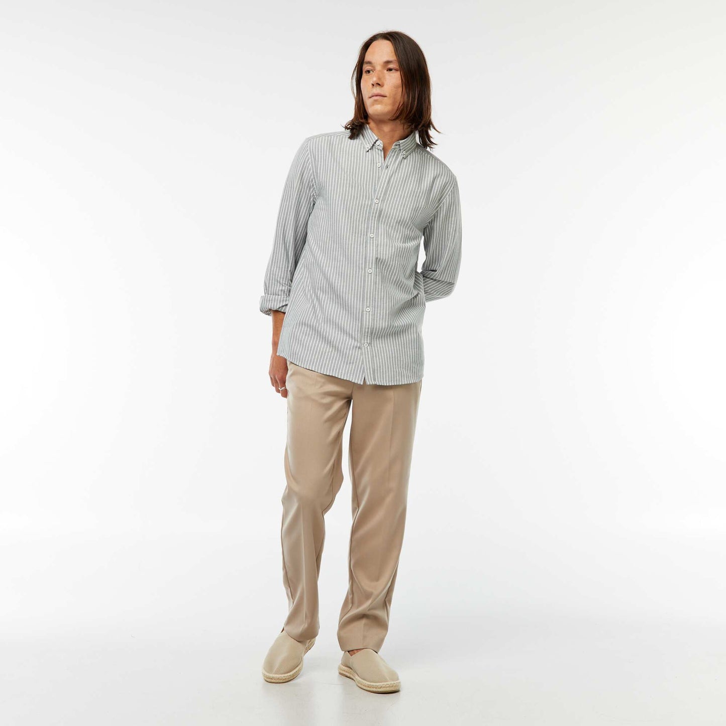 Oxford shirt with striped pattern GREEN