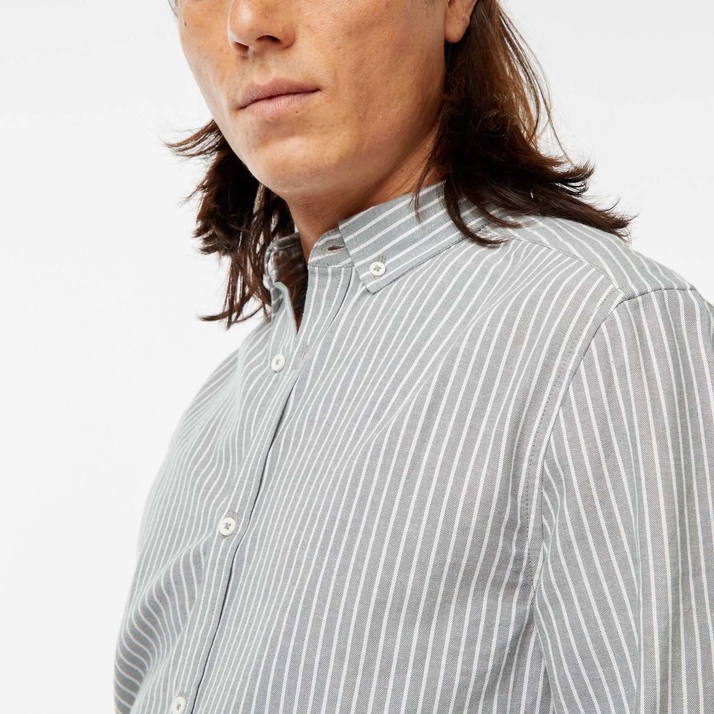 Oxford shirt with striped pattern GREEN