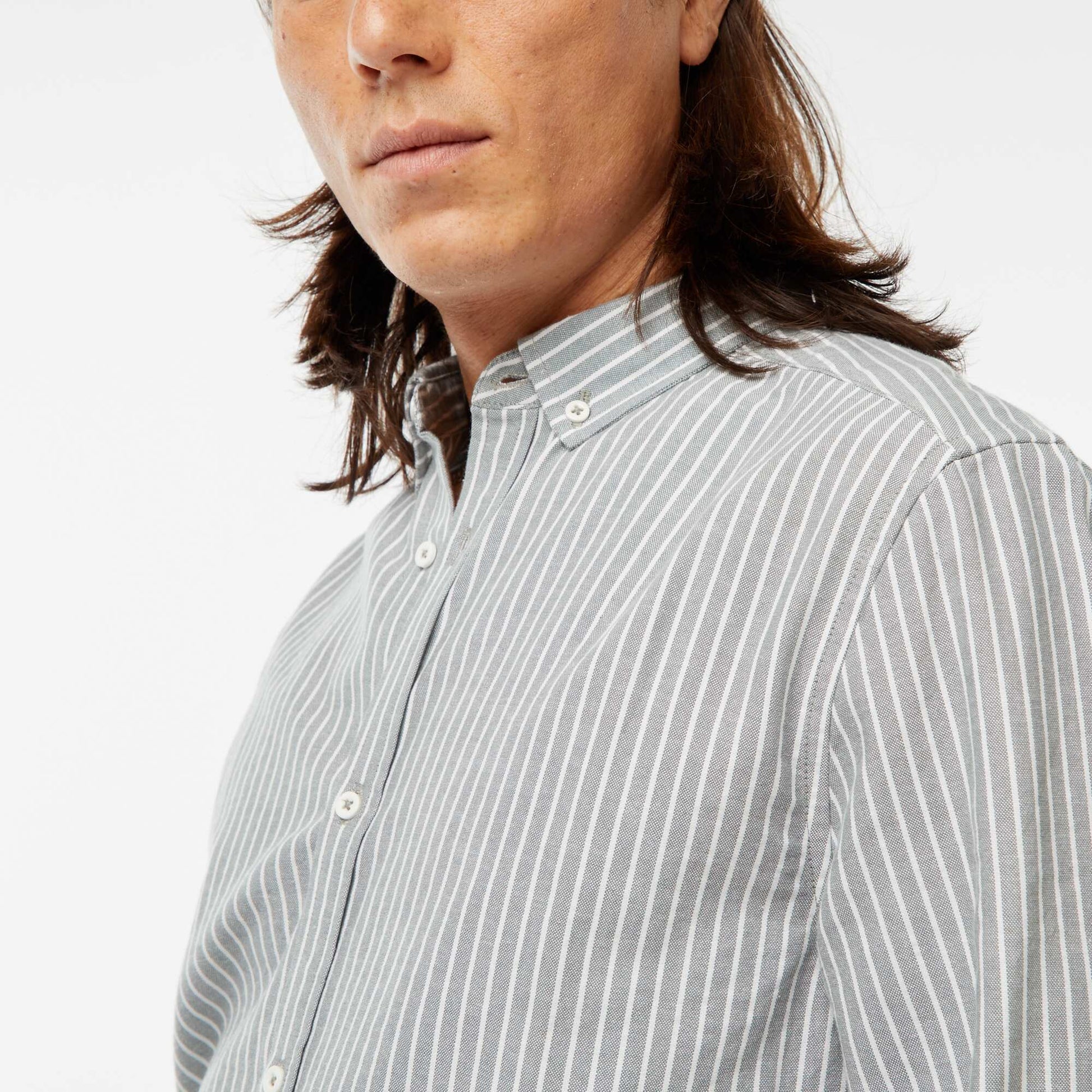 Oxford shirt with striped pattern GREEN