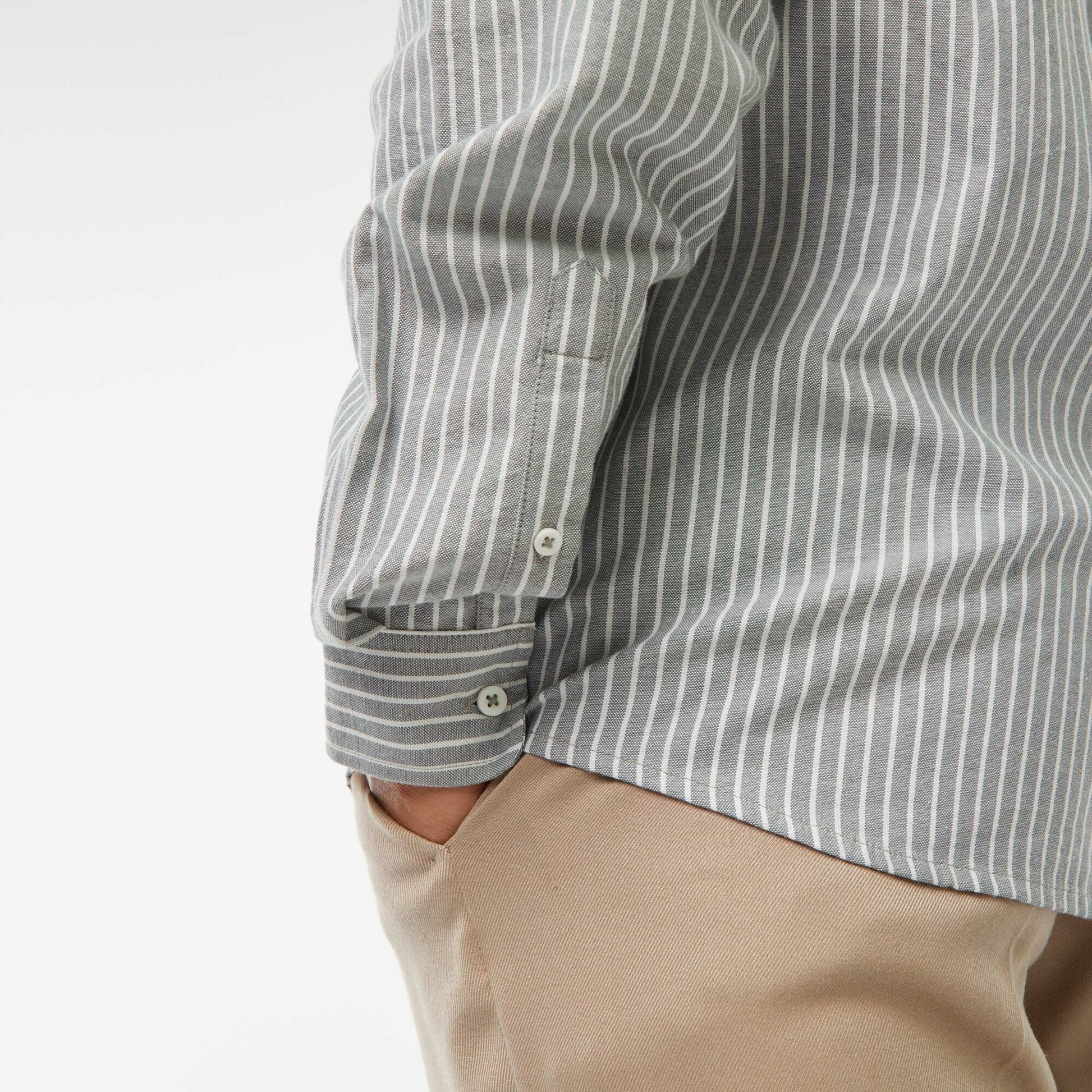 Oxford shirt with striped pattern GREEN