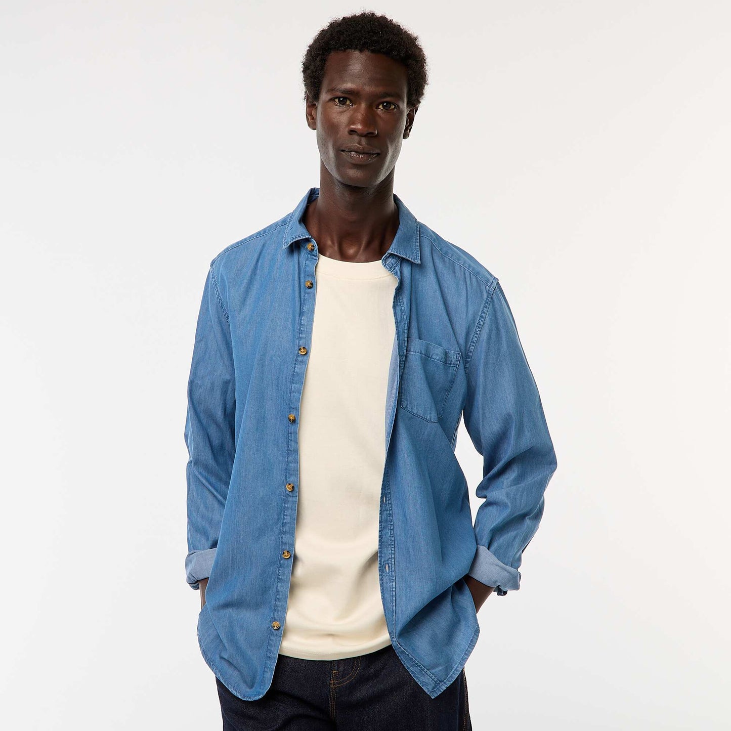 Solid Denim Shirt BLUE