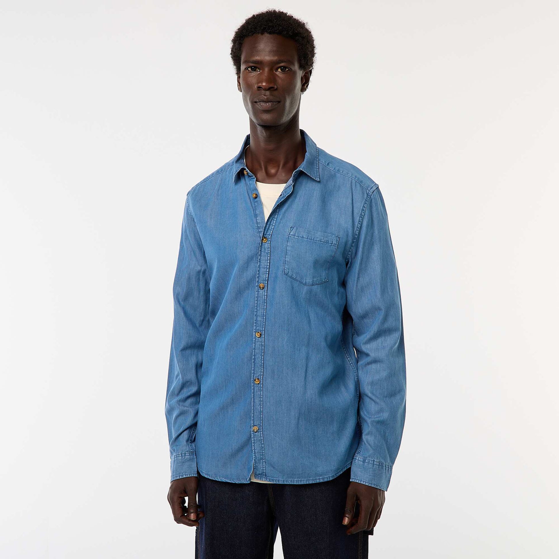 Solid Denim Shirt BLUE