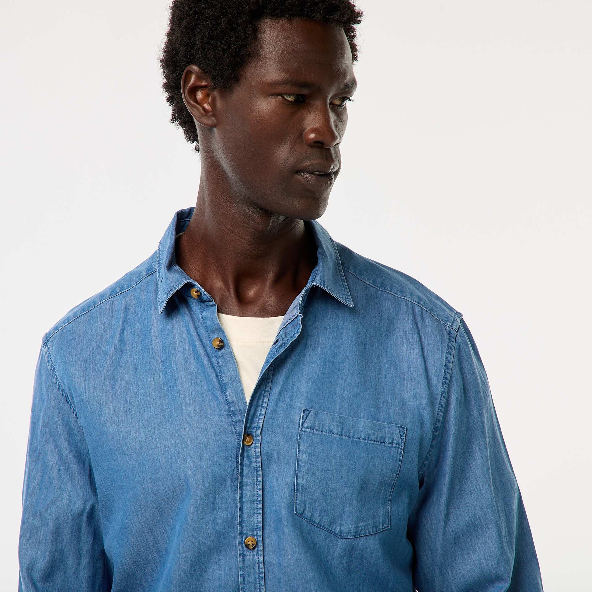 Solid Denim Shirt BLUE