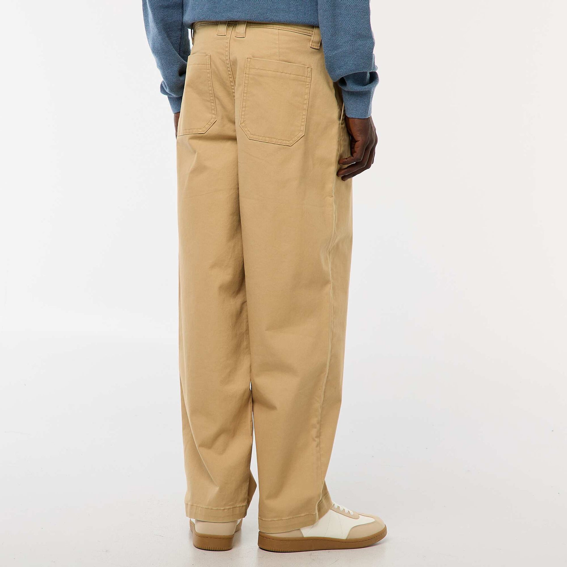 Plain twill wide-leg trousers BEIGE