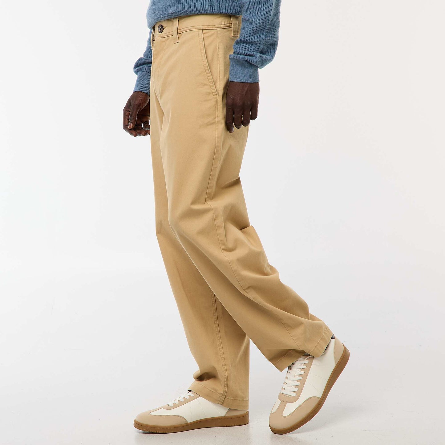 Plain twill wide-leg trousers BEIGE