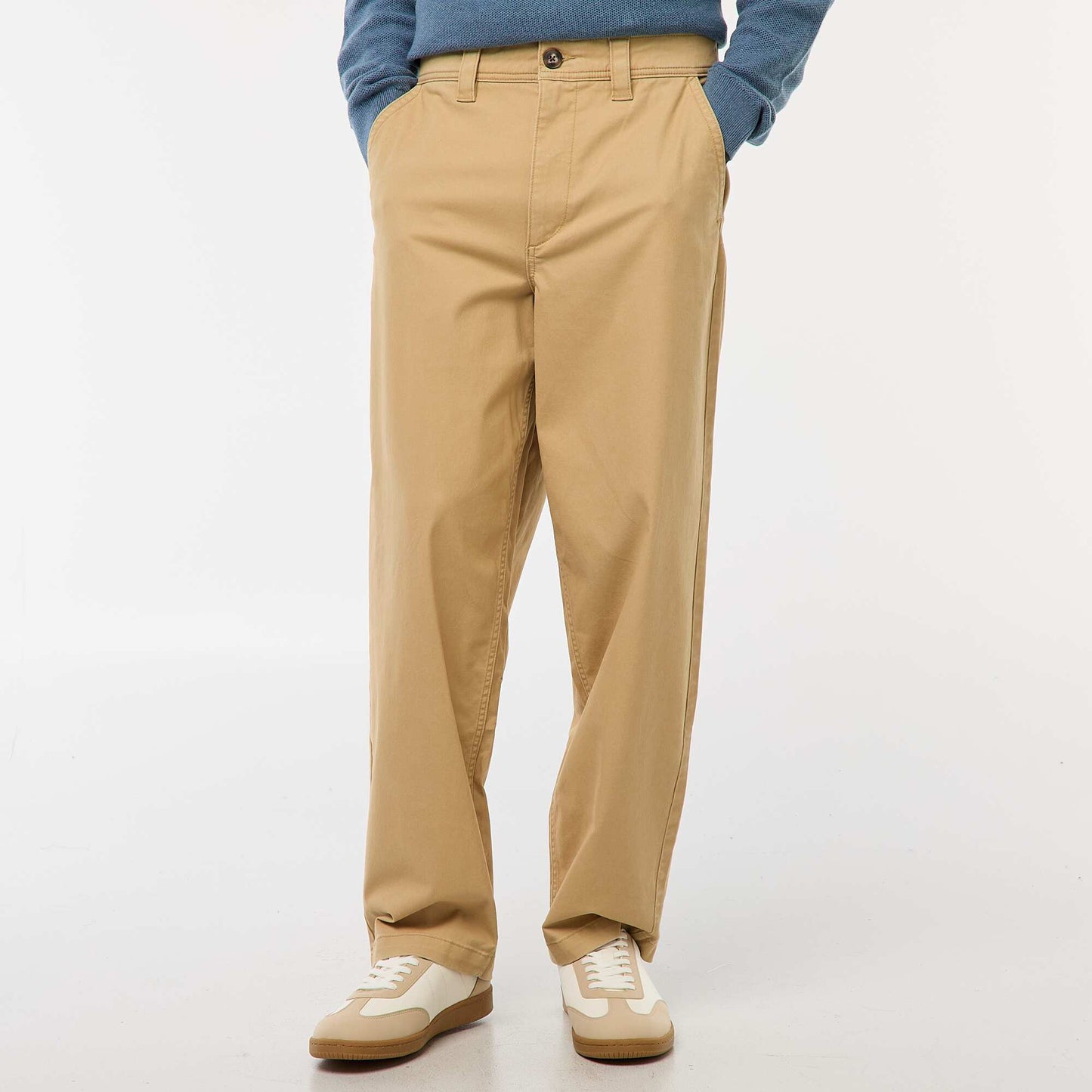 Plain twill wide-leg trousers BEIGE