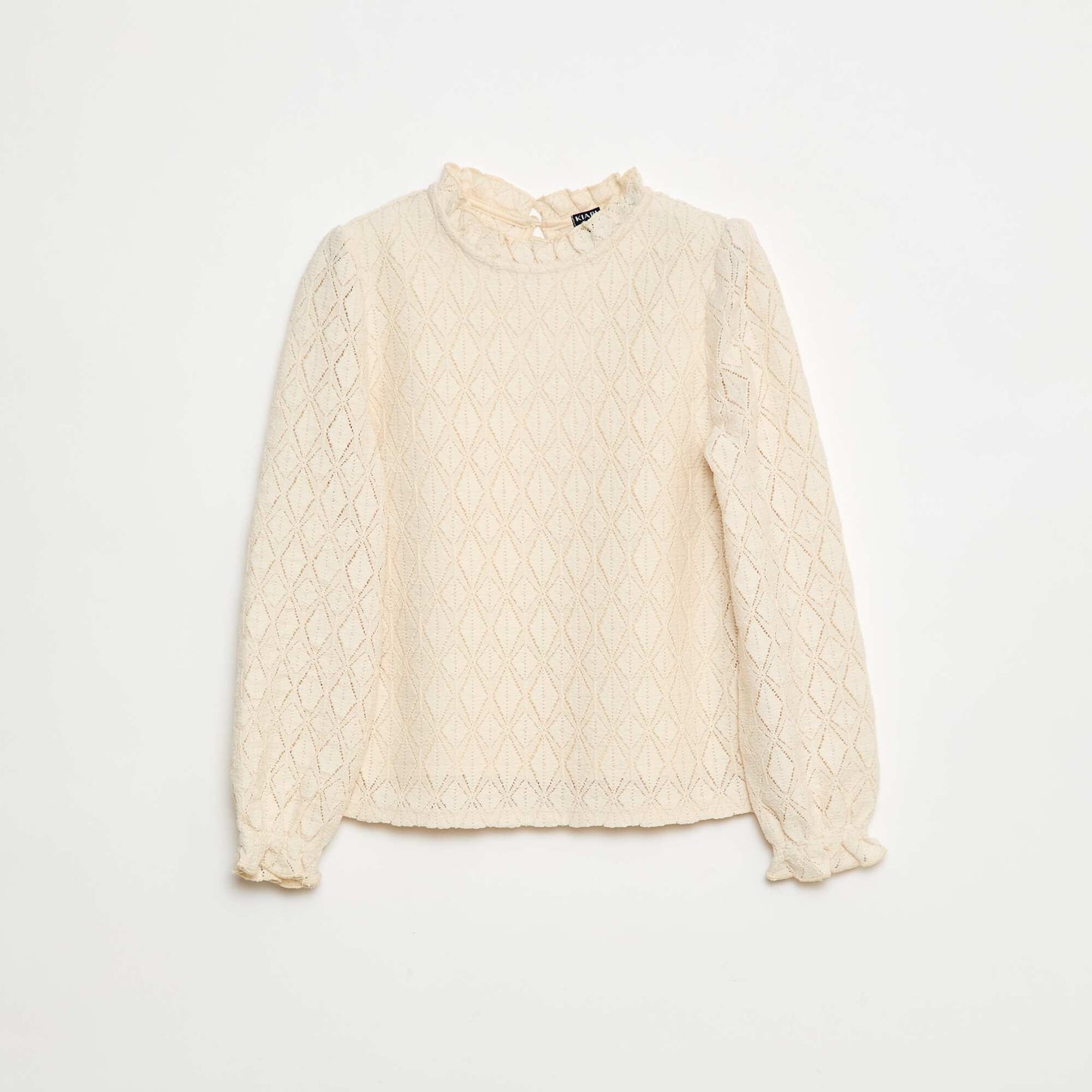 Openwork knit T-shirt WHITE