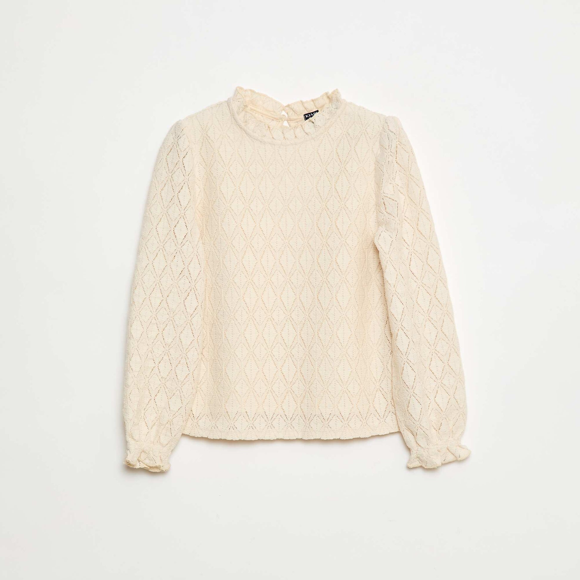 Openwork knit T-shirt WHITE