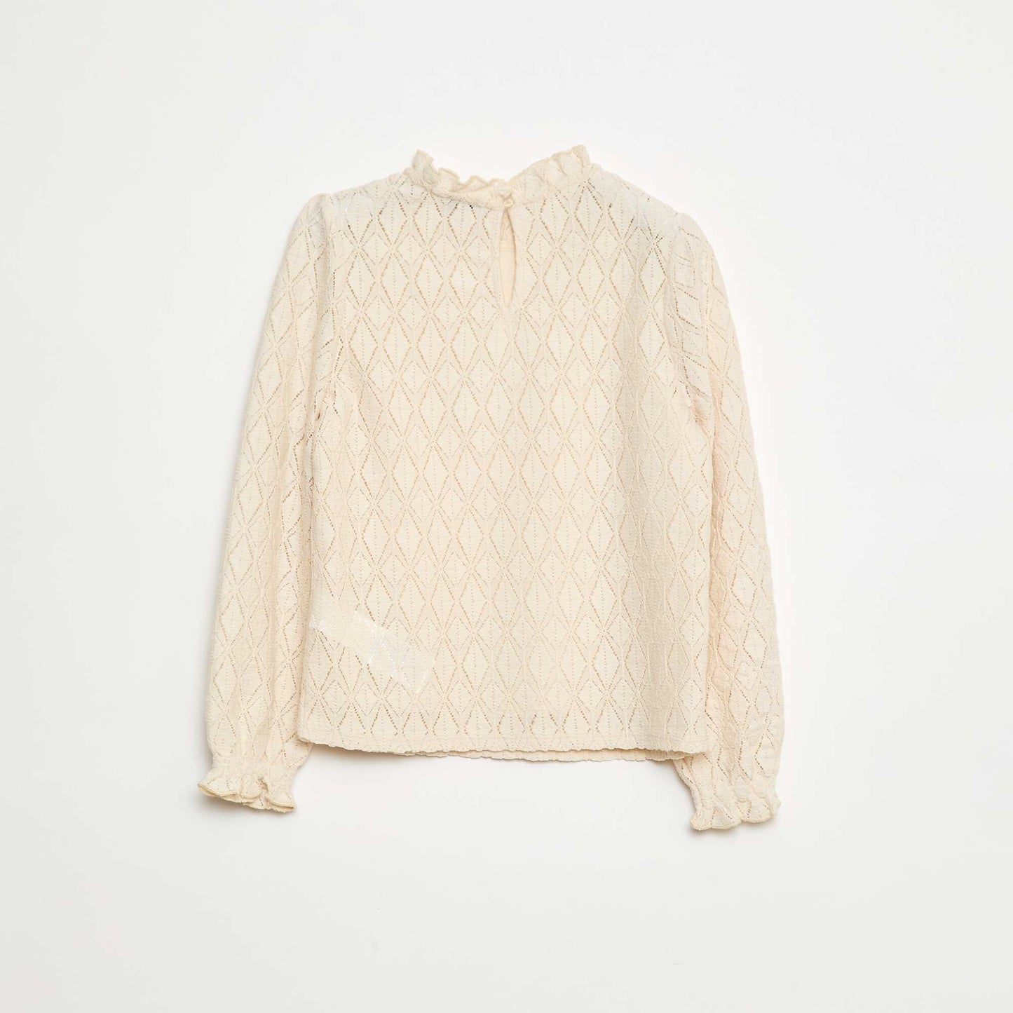 Openwork knit T-shirt WHITE