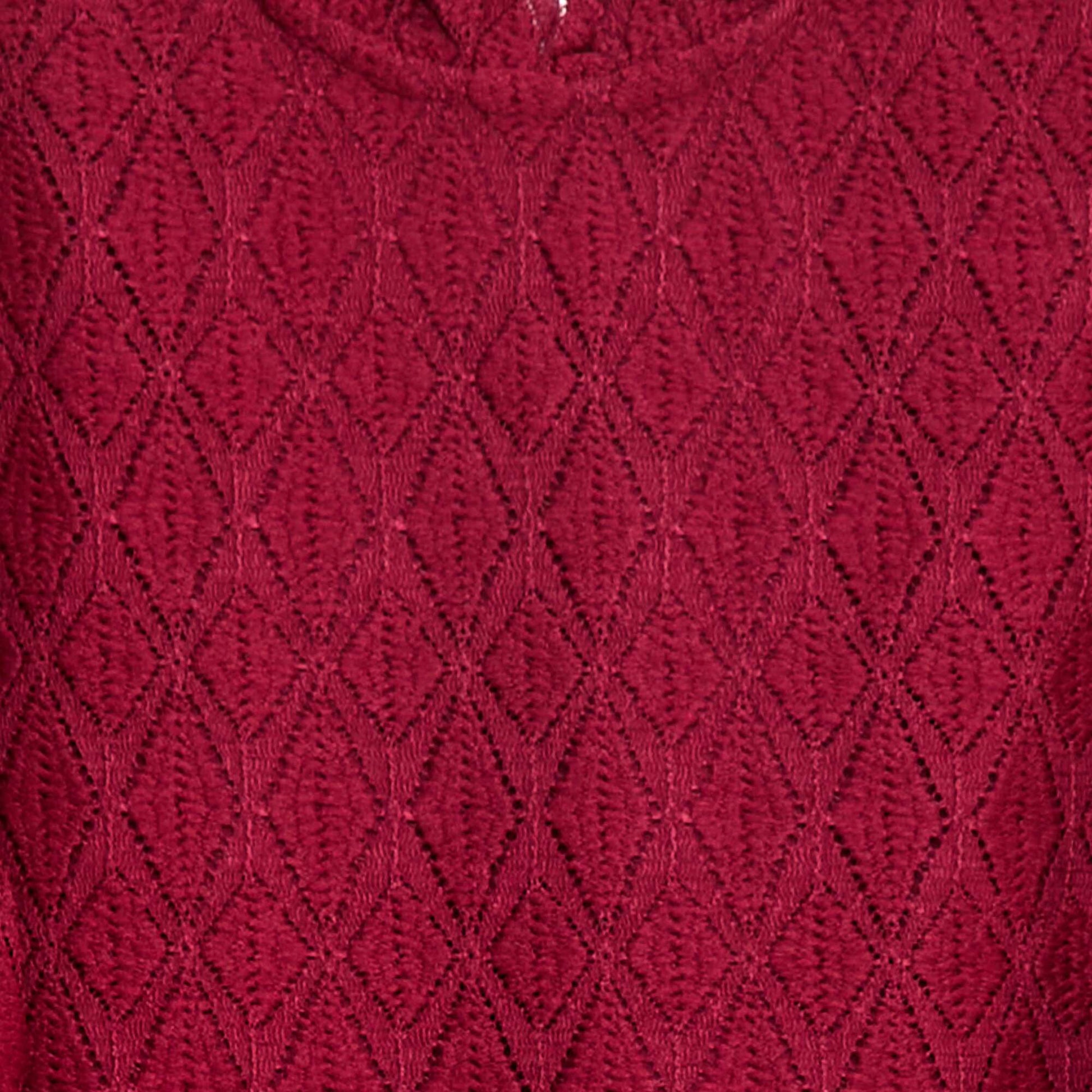 Openwork knit T-shirt RED